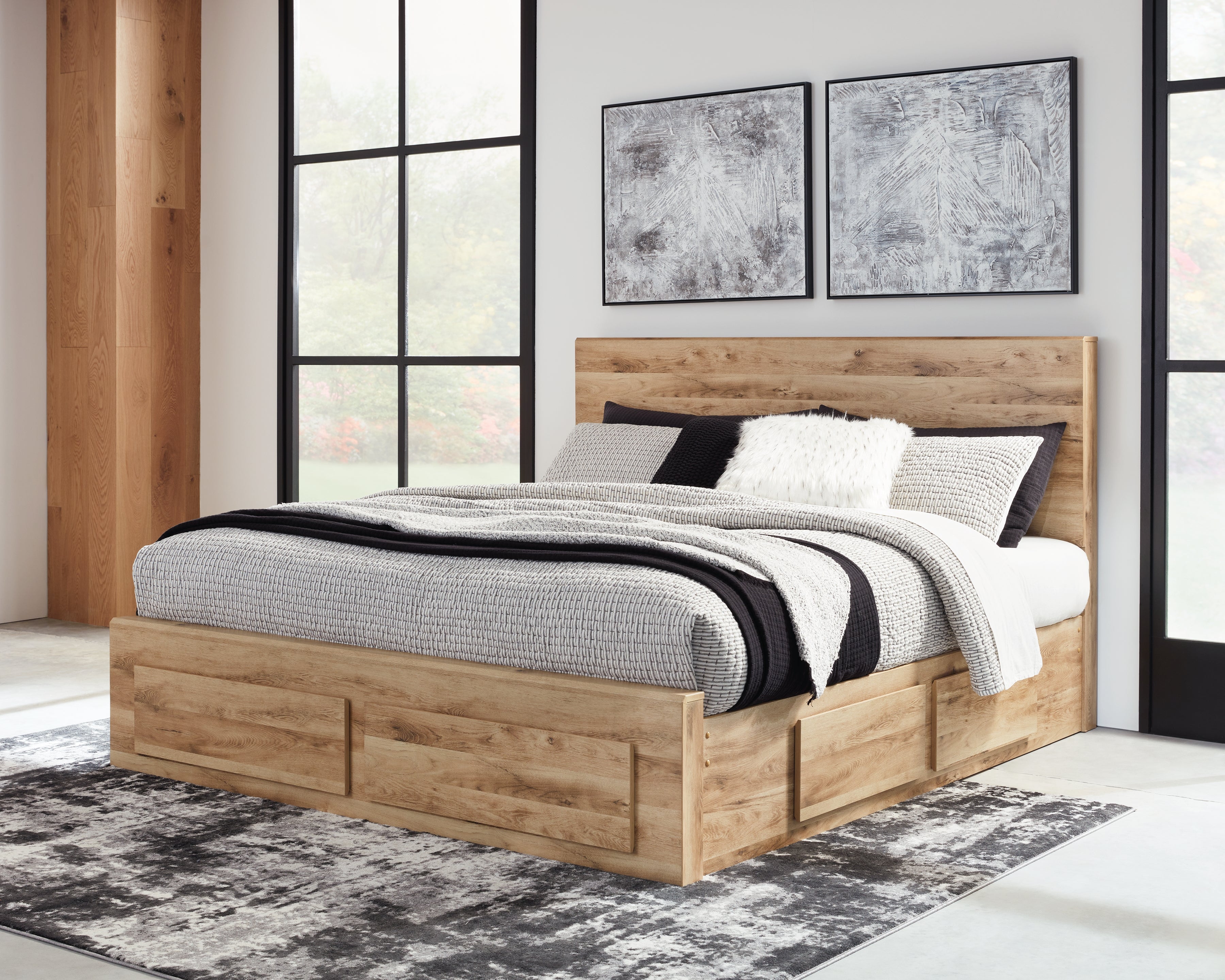 Elite Furniture Outlet - Ashley Furniture - Hyanna Bedroom - Queen Panel Storage Bed with 1 Under Bed Storage Drawer / Tan Brown - B1050B6
