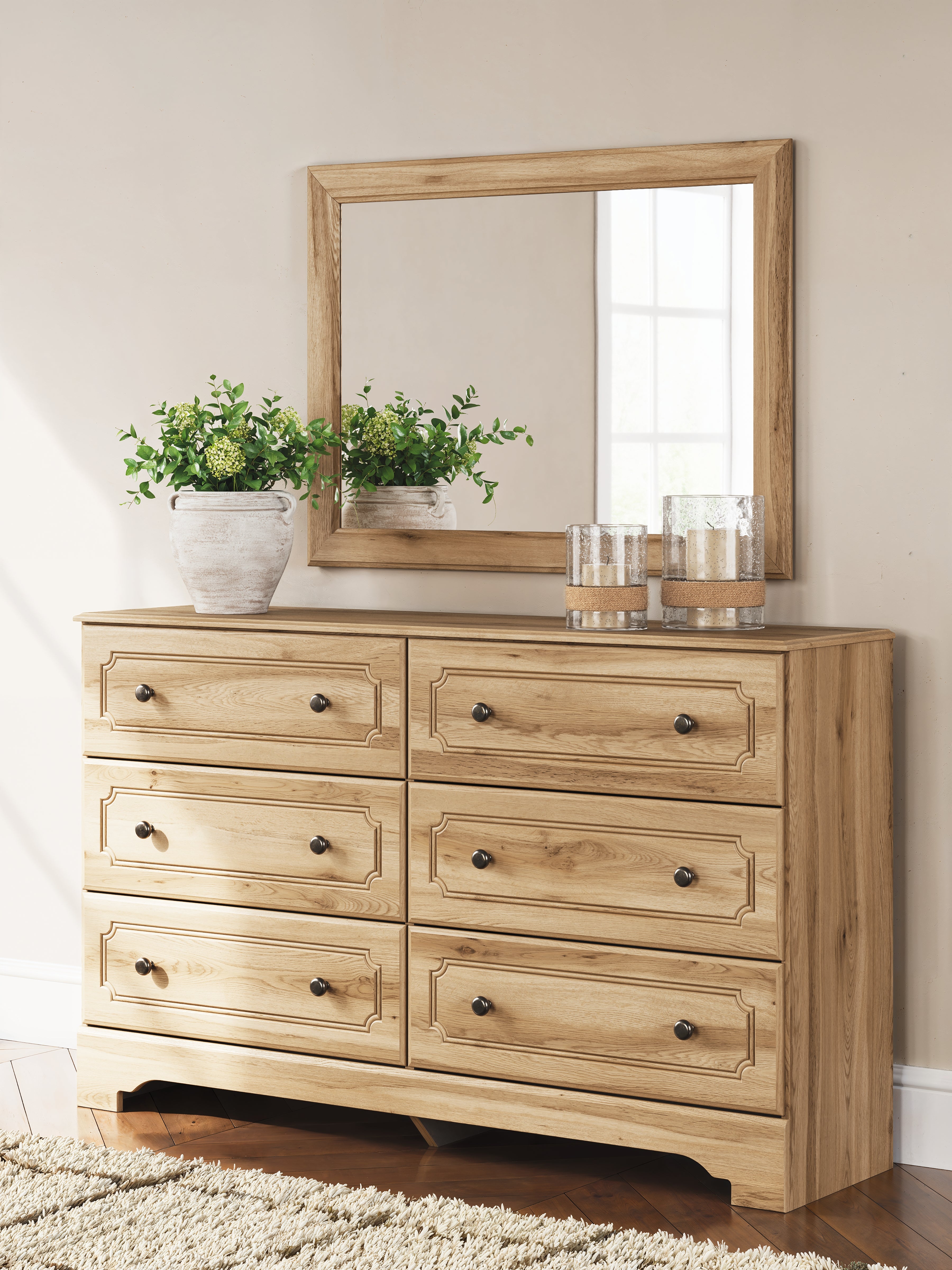 Elite Furniture Outlet - Ashley Furniture - Aleaport Bedroom - Dresser and Mirror / Warm Brown - PCB1075B1