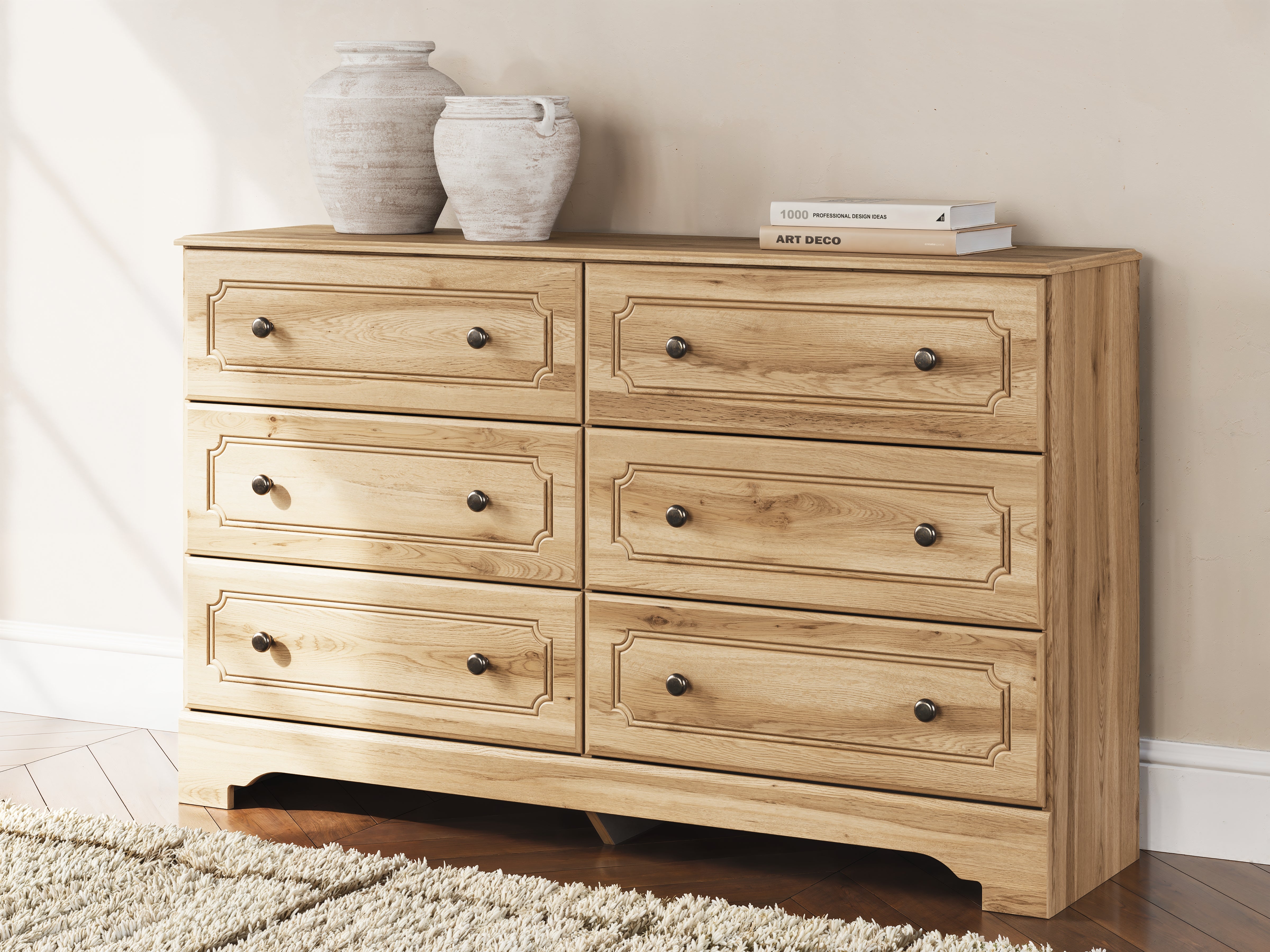 Elite Furniture Outlet - Ashley Furniture - Aleaport Bedroom - Six Drawer Dresser / Warm Brown - PCB1075-31