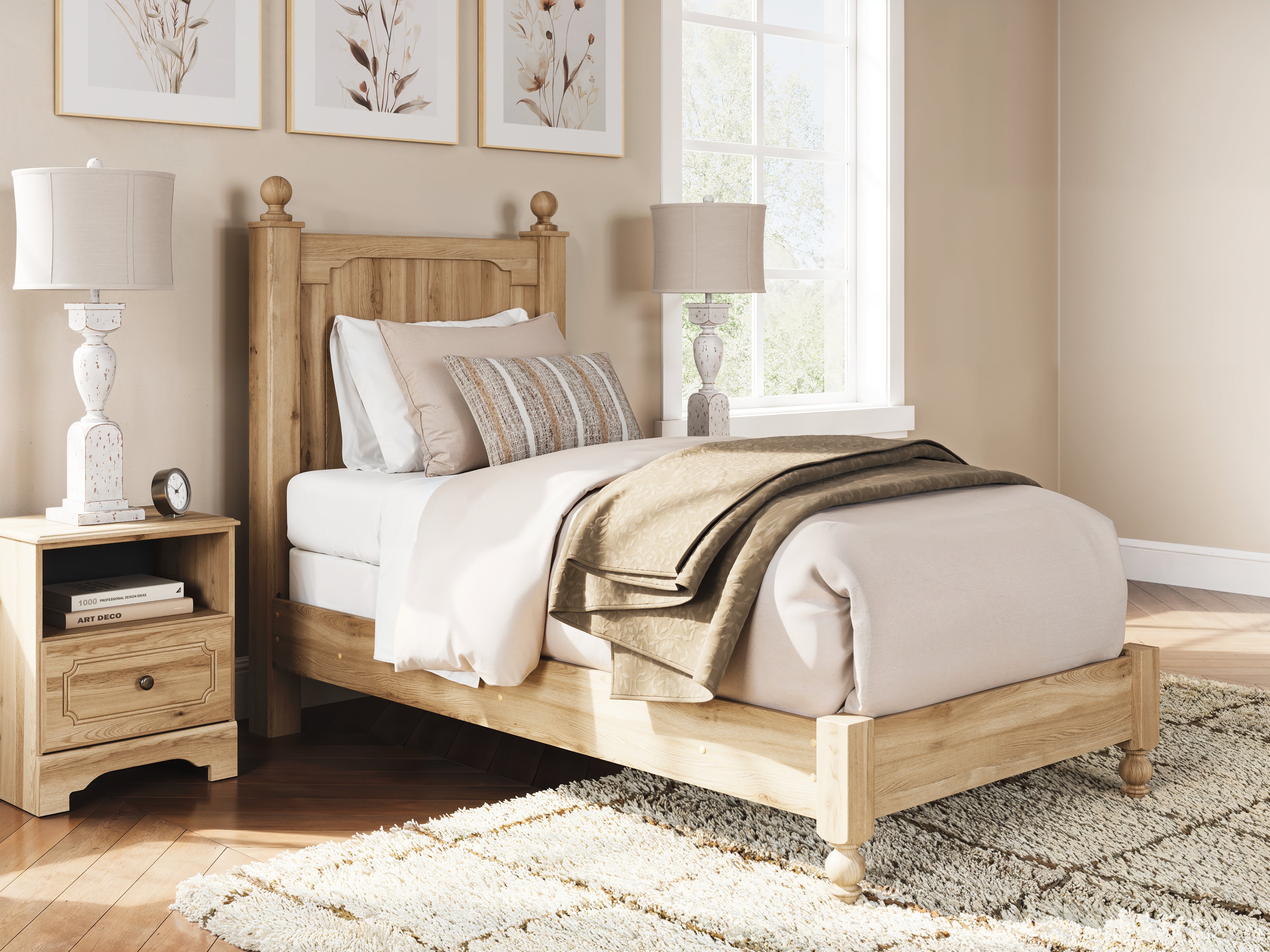 Elite Furniture Outlet - Ashley Furniture - Aleaport Bedroom - Twin Panel Bed / Warm Brown - PCB1075B2