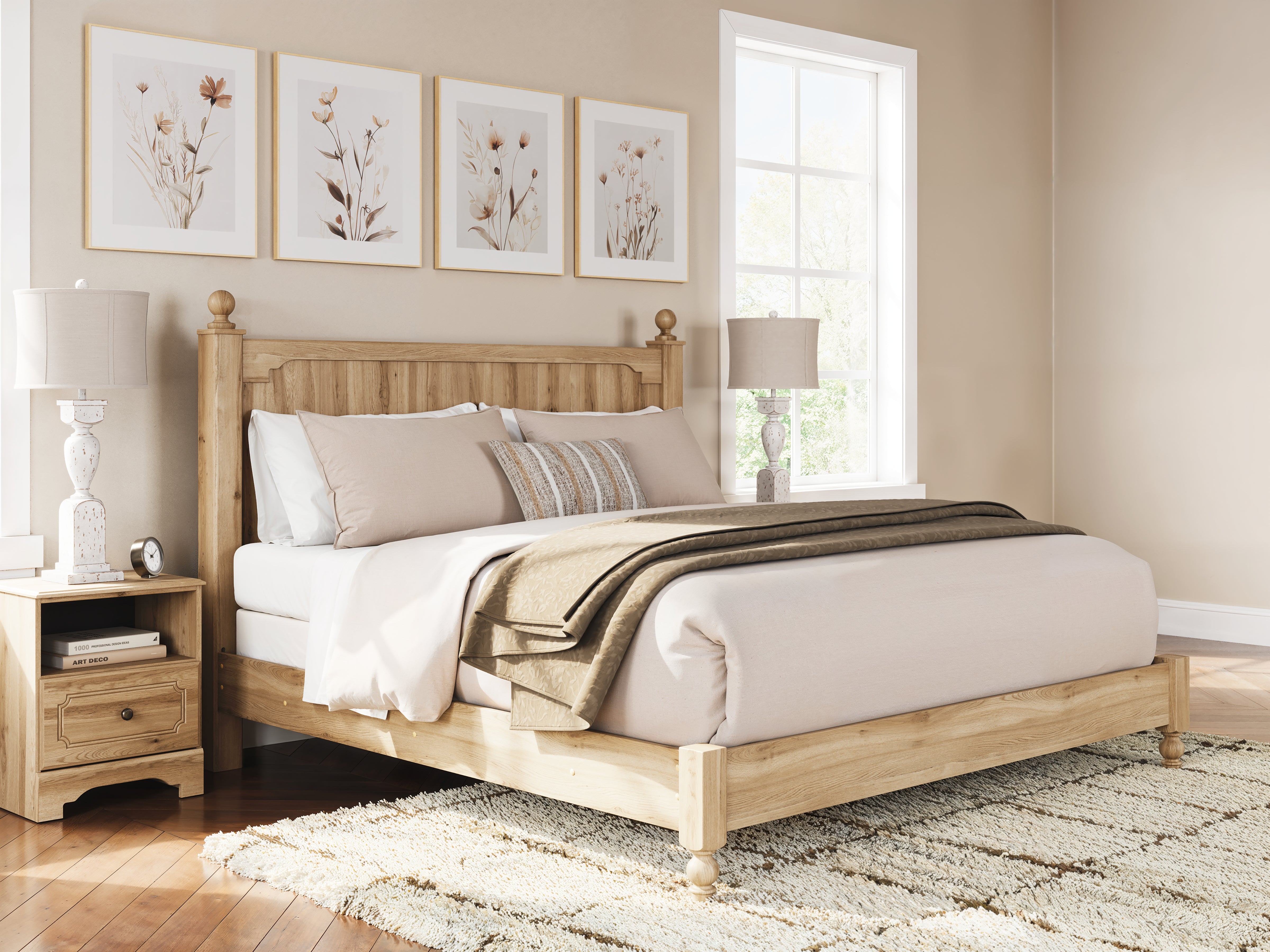 Elite Furniture Outlet - Ashley Furniture - Aleaport Bedroom - King Panel Bed / Warm Brown - PCB1075B8