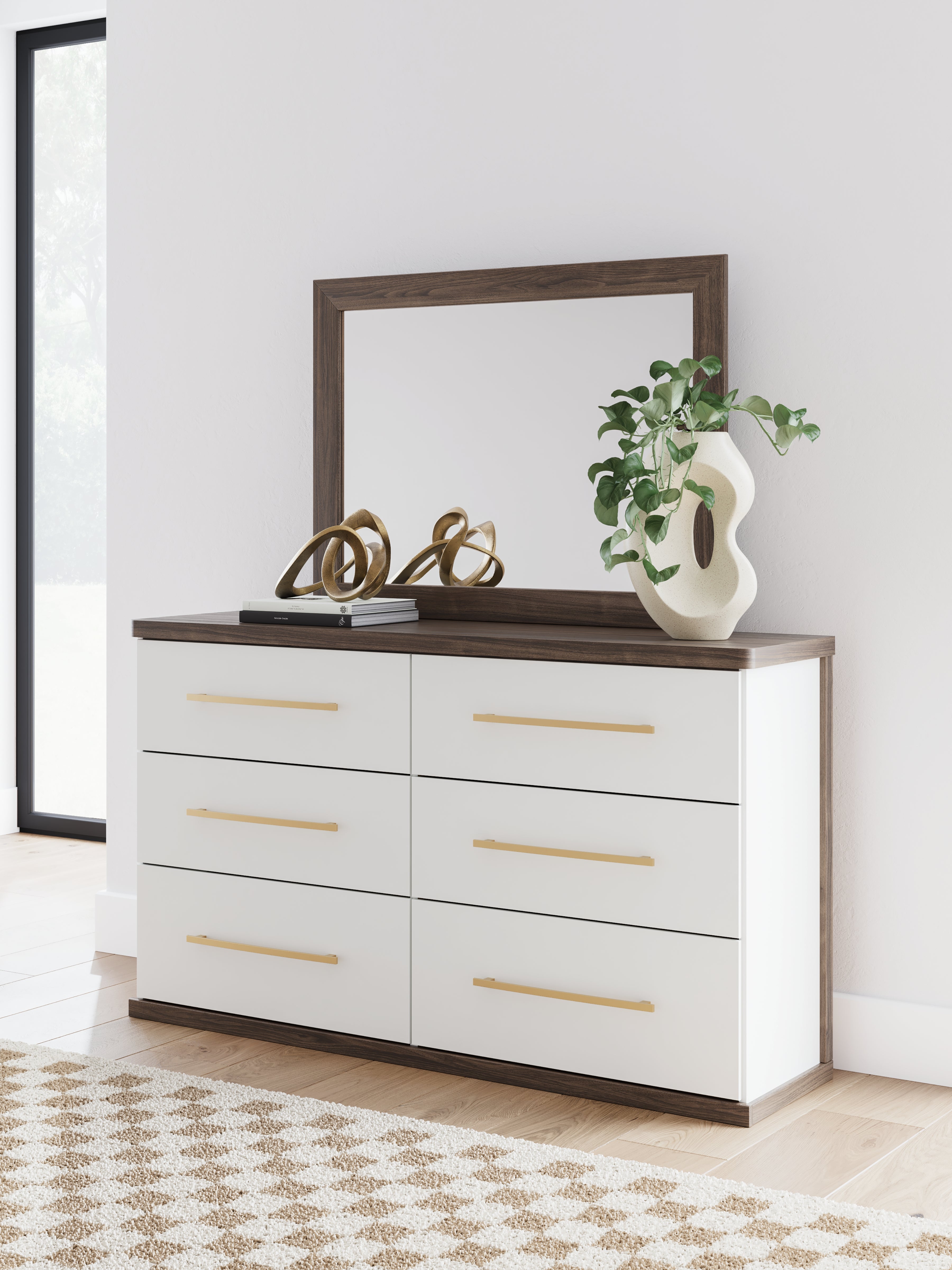 Elite Furniture Outlet - Ashley Furniture - Kendanport Bedroom - Dresser and Mirror / Brown - PCB1108B1