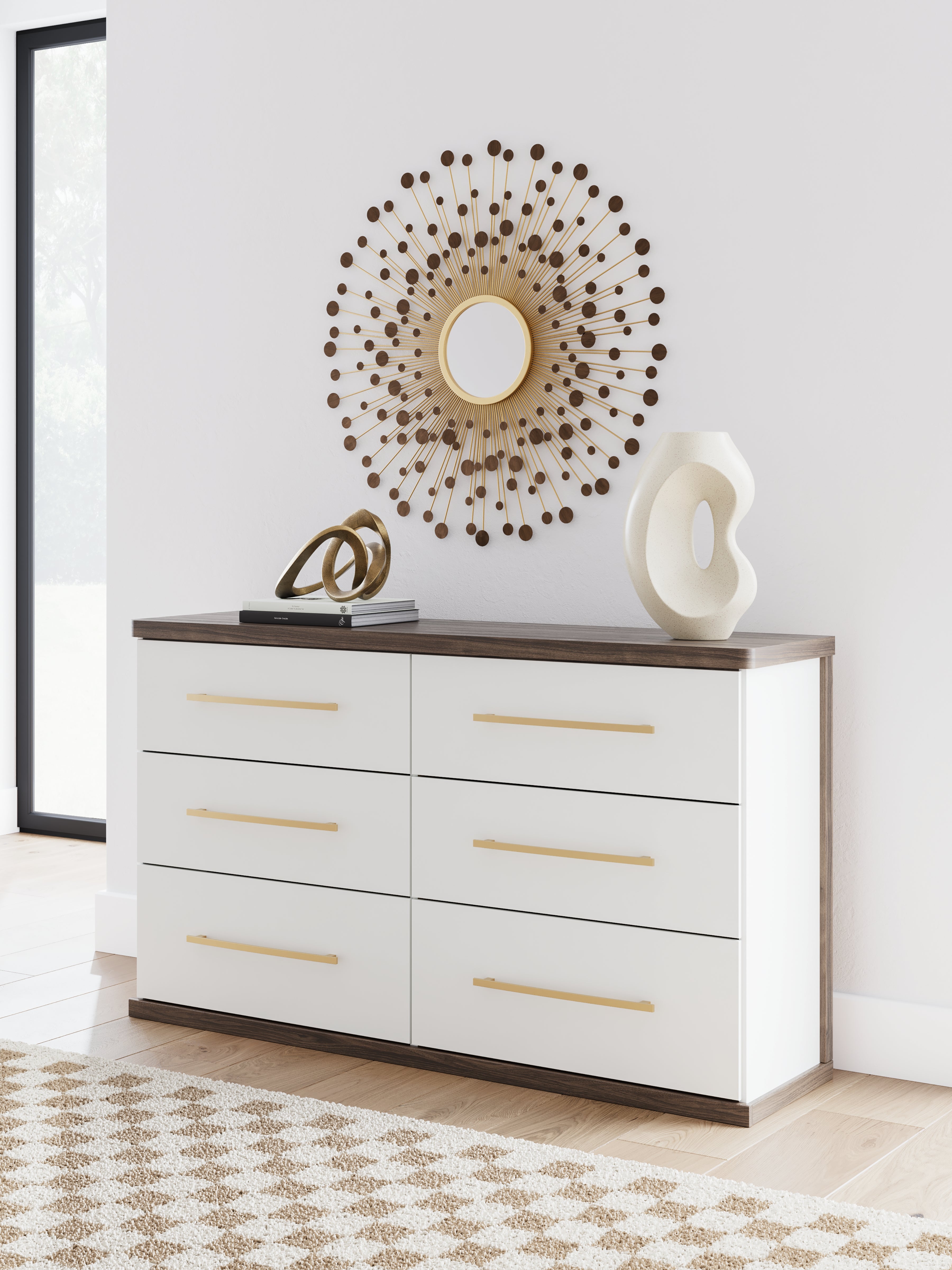 Elite Furniture Outlet - Ashley Furniture - Kendanport Bedroom - Six Drawer Dresser / Brown/White - PCB1108-31