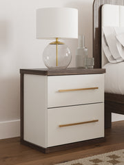 Elite Furniture Outlet - Ashley Furniture - Kendanport Bedroom - Queen Upholstered Bed / White/Brown - PCB1108B7