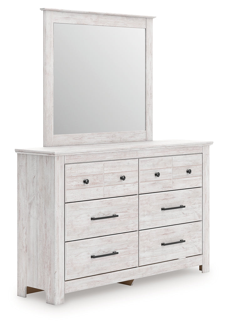 Elite Furniture Outlet - Ashley Furniture - Makidern Bedroom - Dresser and Mirror / Whitewash - PCB1171B1