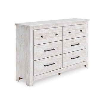 Elite Furniture Outlet - Ashley Furniture - Makidern Bedroom - Six Drawer Dresser / Whitewash - PCB1171-31