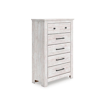 Elite Furniture Outlet - Ashley Furniture - Makidern Bedroom - Five Drawer Chest / Whitewash - PCB1171-46