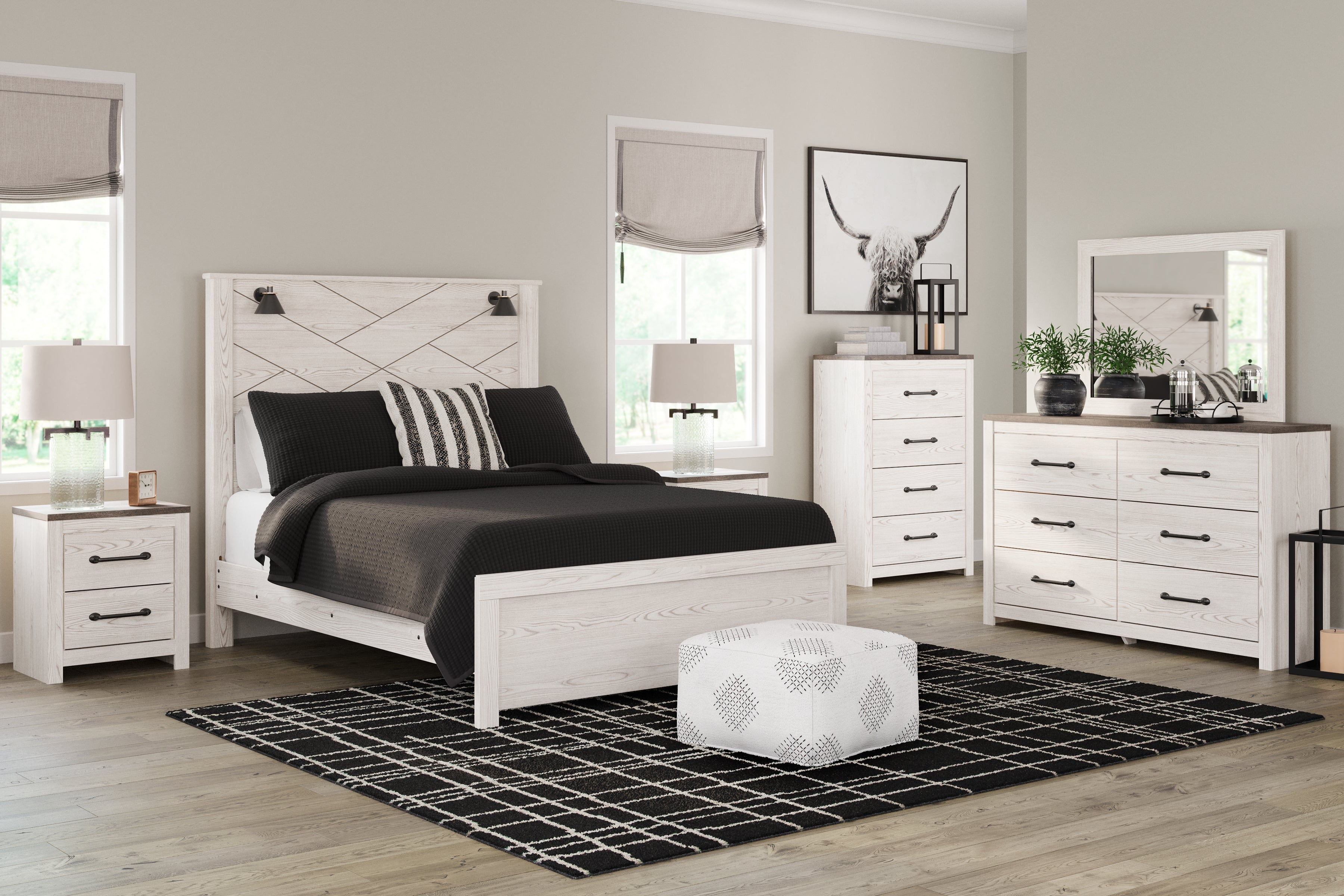 Elite Furniture Outlet - Ashley Furniture - Gerridan Bedroom - Dresser and Mirror / White/Gray - B1190B1