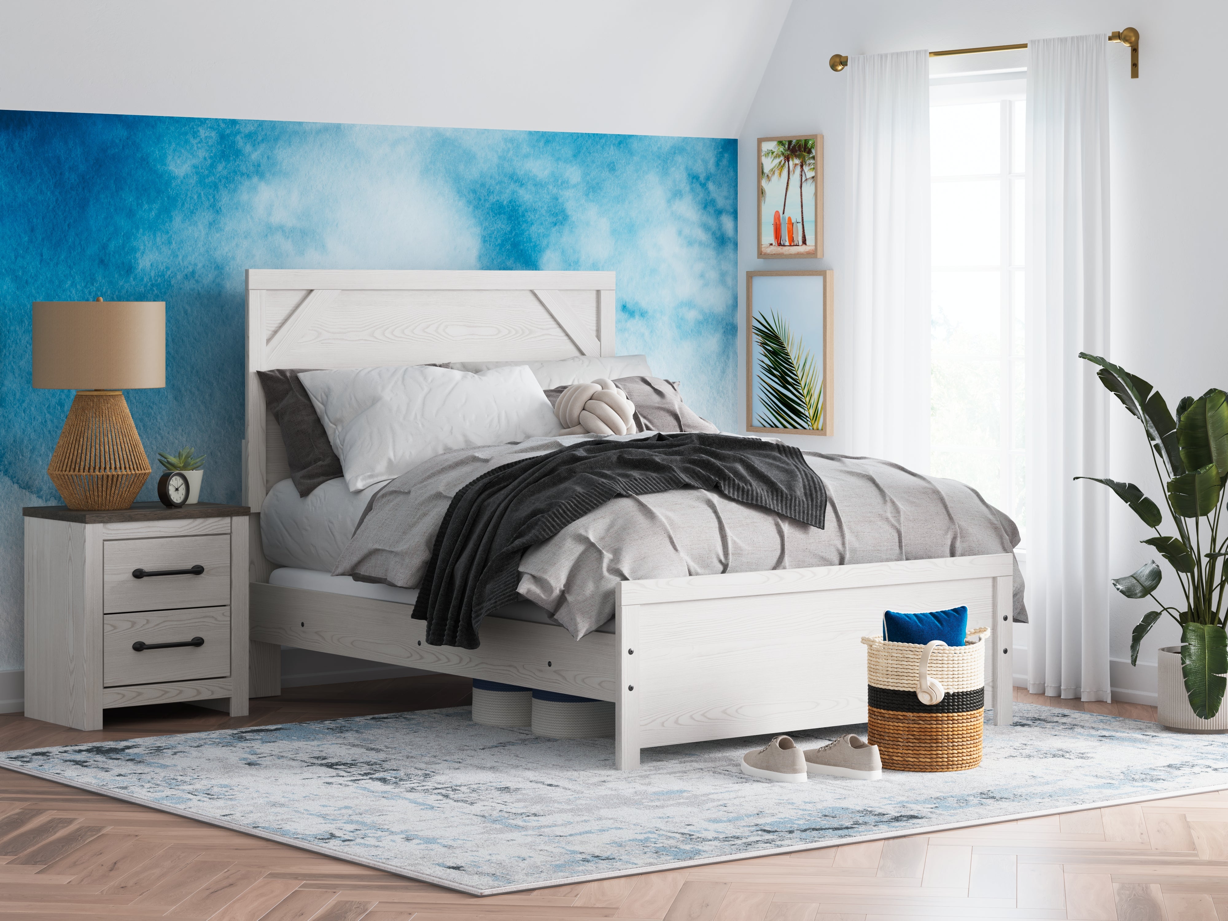 Elite Furniture Outlet - Ashley Furniture - Gerridan Bedroom - Full Panel Bed / White/Gray - B1190B4