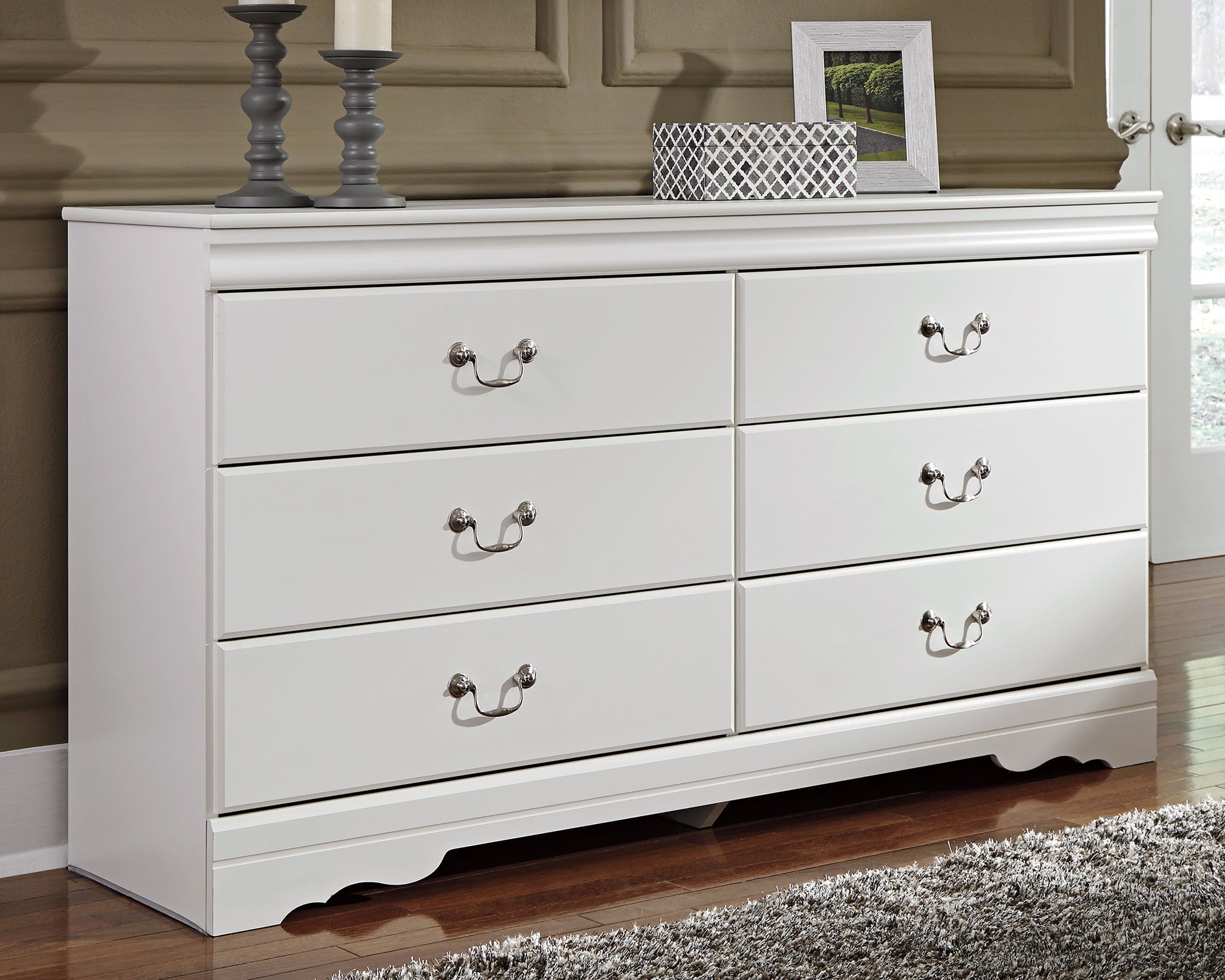 Elite Furniture Outlet - Ashley Furniture - Anarasia Bedroom - Six Drawer Dresser / White - B129-31