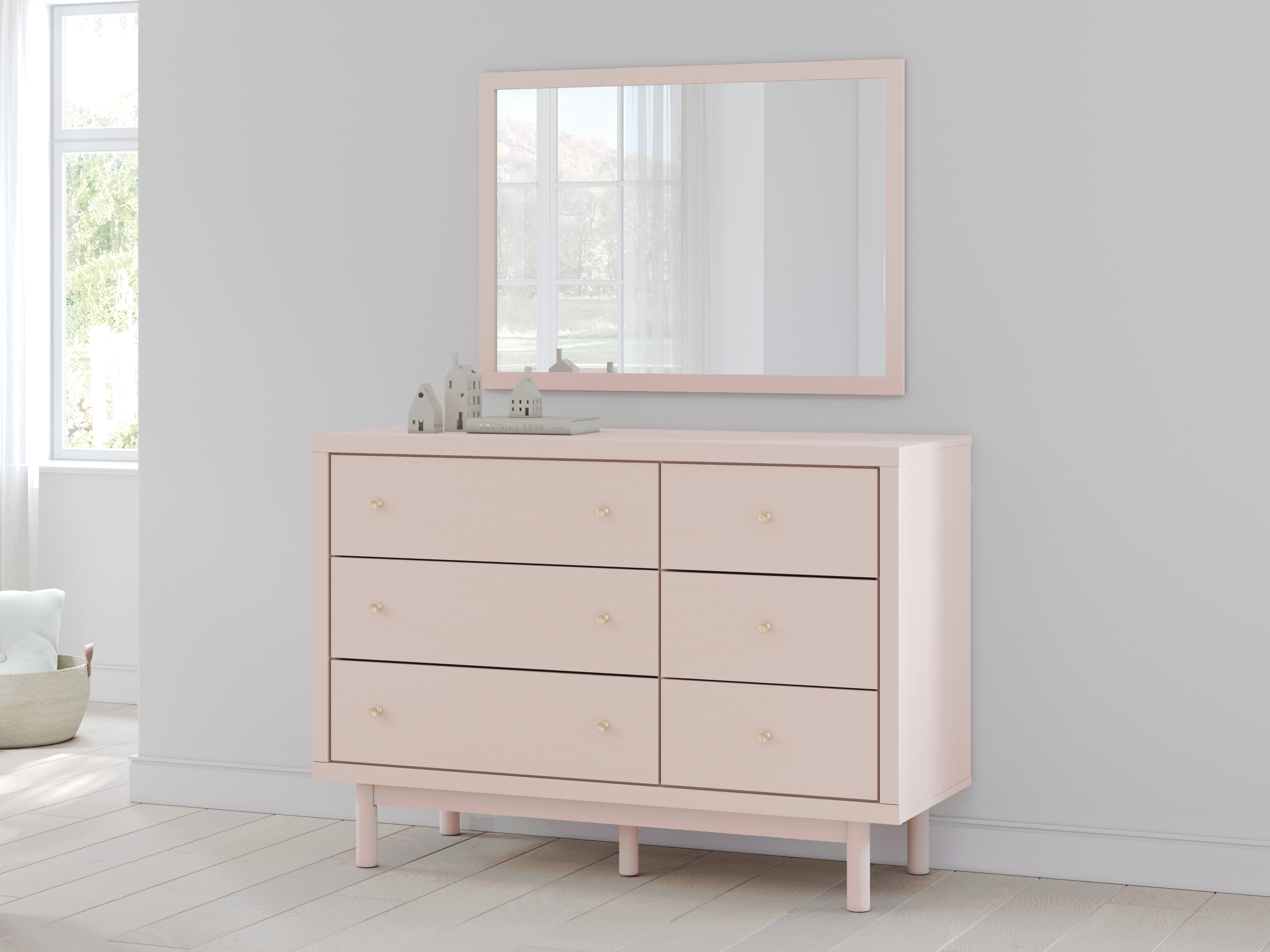 Elite Furniture Outlet - Ashley Furniture - Wistenpine Bedroom - Dresser and Mirror / Blush - B1323B1