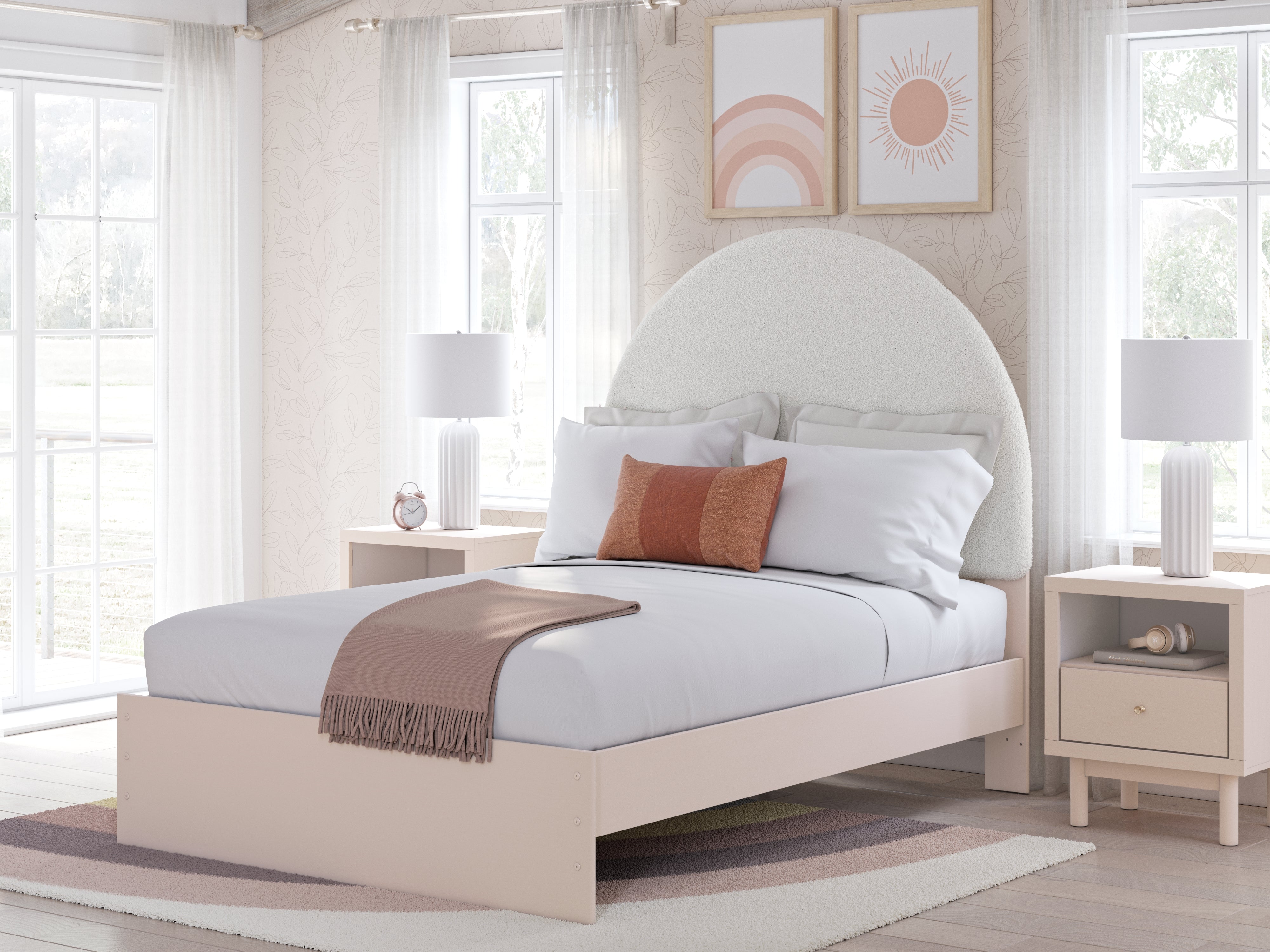 Elite Furniture Outlet - Ashley Furniture - Wistenpine Bedroom - Full Upholstered Panel Bed / Blush - B1323B9