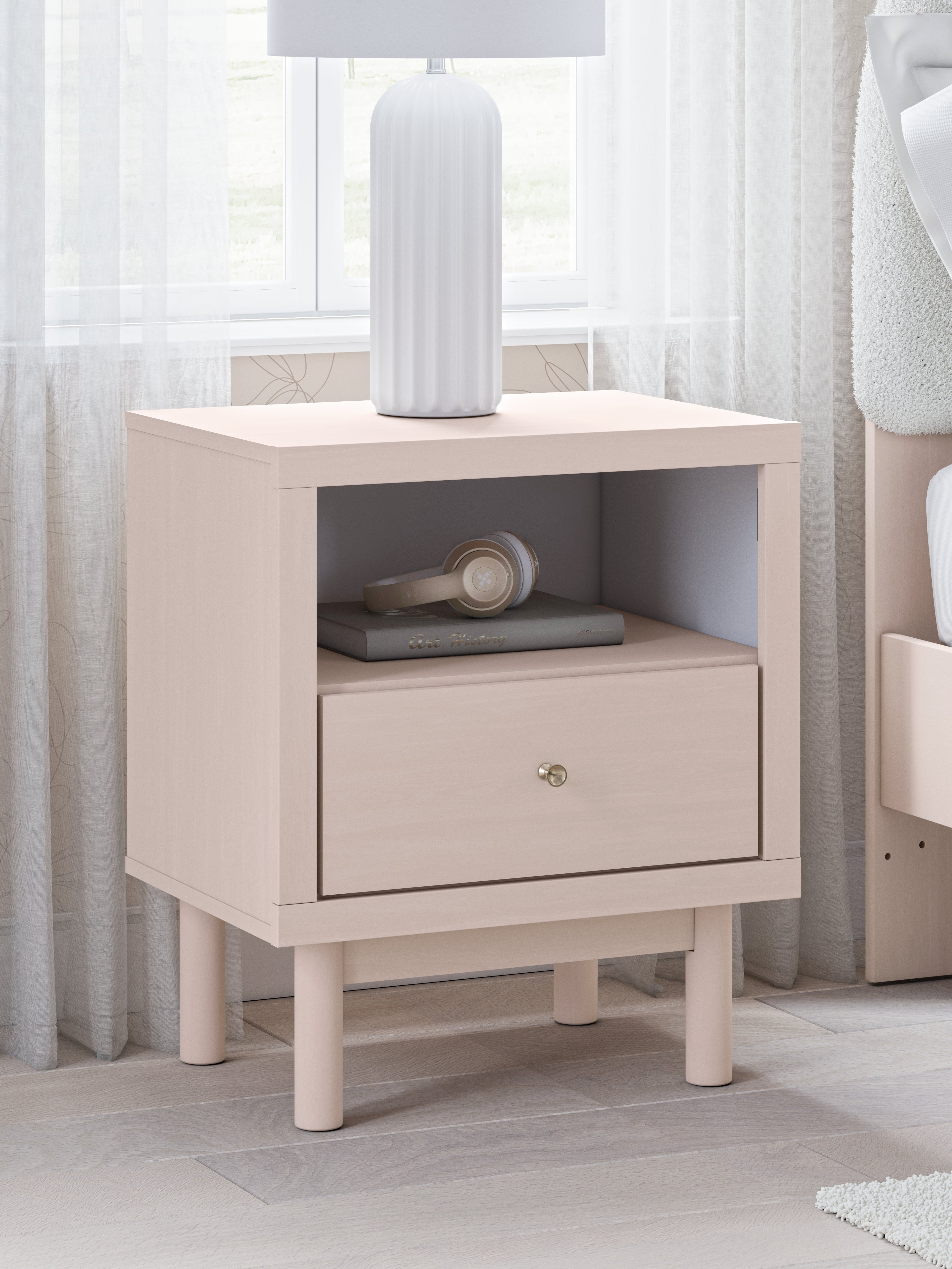 Elite Furniture Outlet - Ashley Furniture - Wistenpine Bedroom - One Drawer Night Stand / Blush - B1323-91