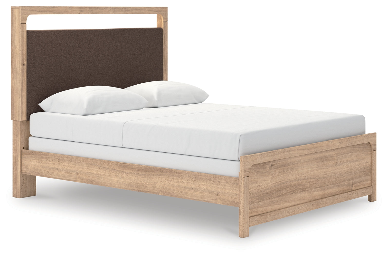 Elite Furniture Outlet - Ashley Furniture - Kinlanni Bedroom - Queen Upholstered Panel Bed / Tan - PCB1360B4
