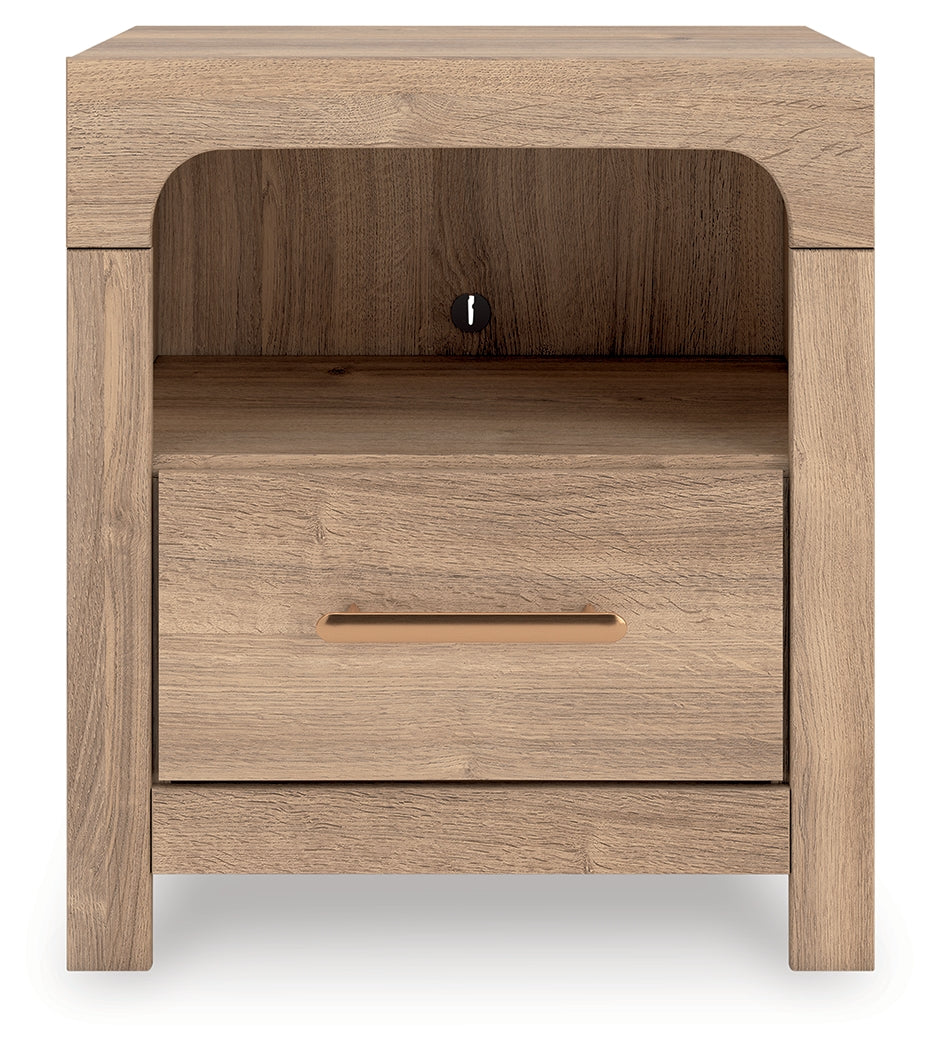 Elite Furniture Outlet - Ashley Furniture - Kinlanni Bedroom - One Drawer Night Stand / Tan - PCB1360-91