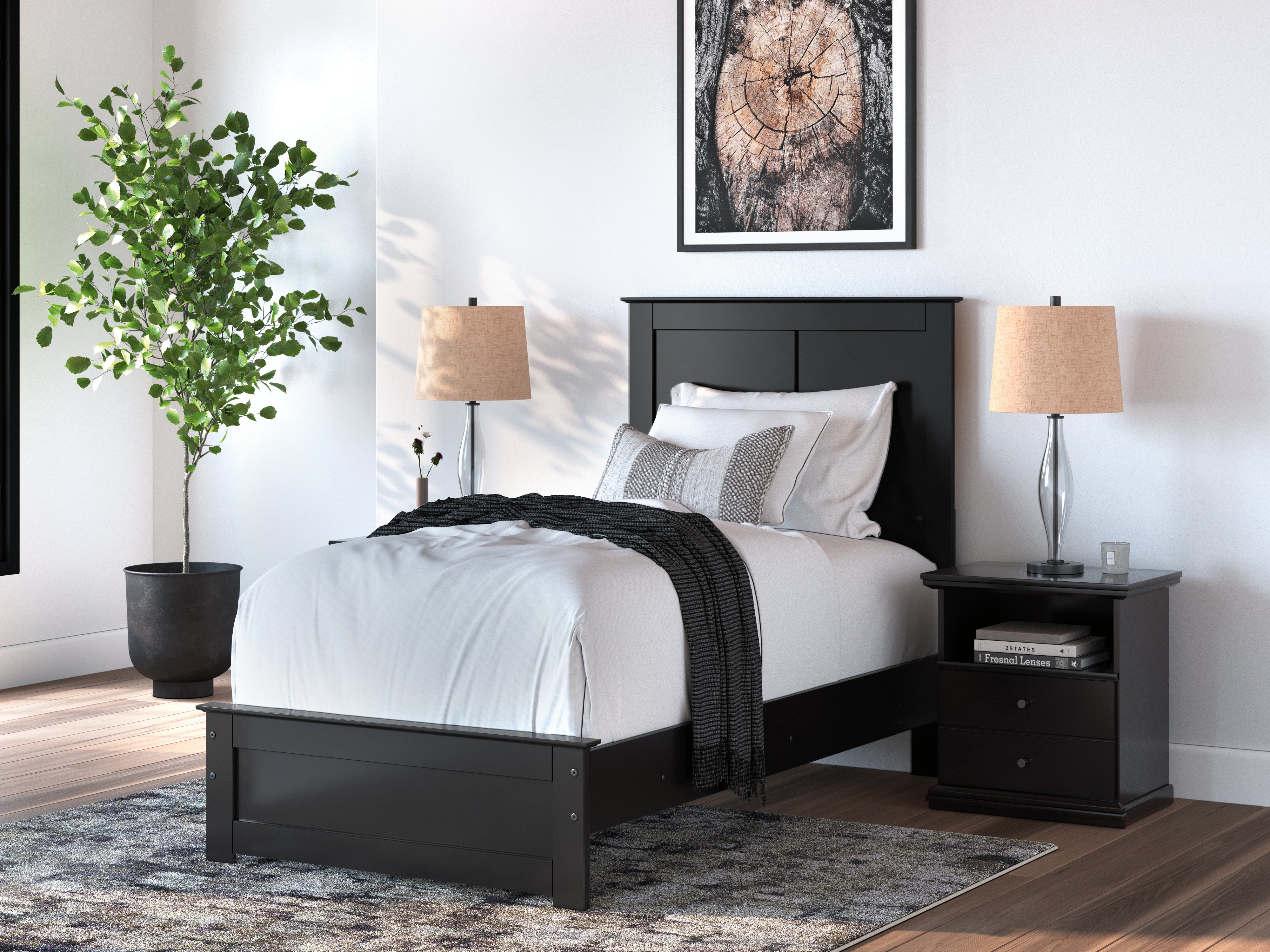 Elite Furniture Outlet - Ashley Furniture - Maribel Bedroom - Twin Panel Bed / Black - B138B51