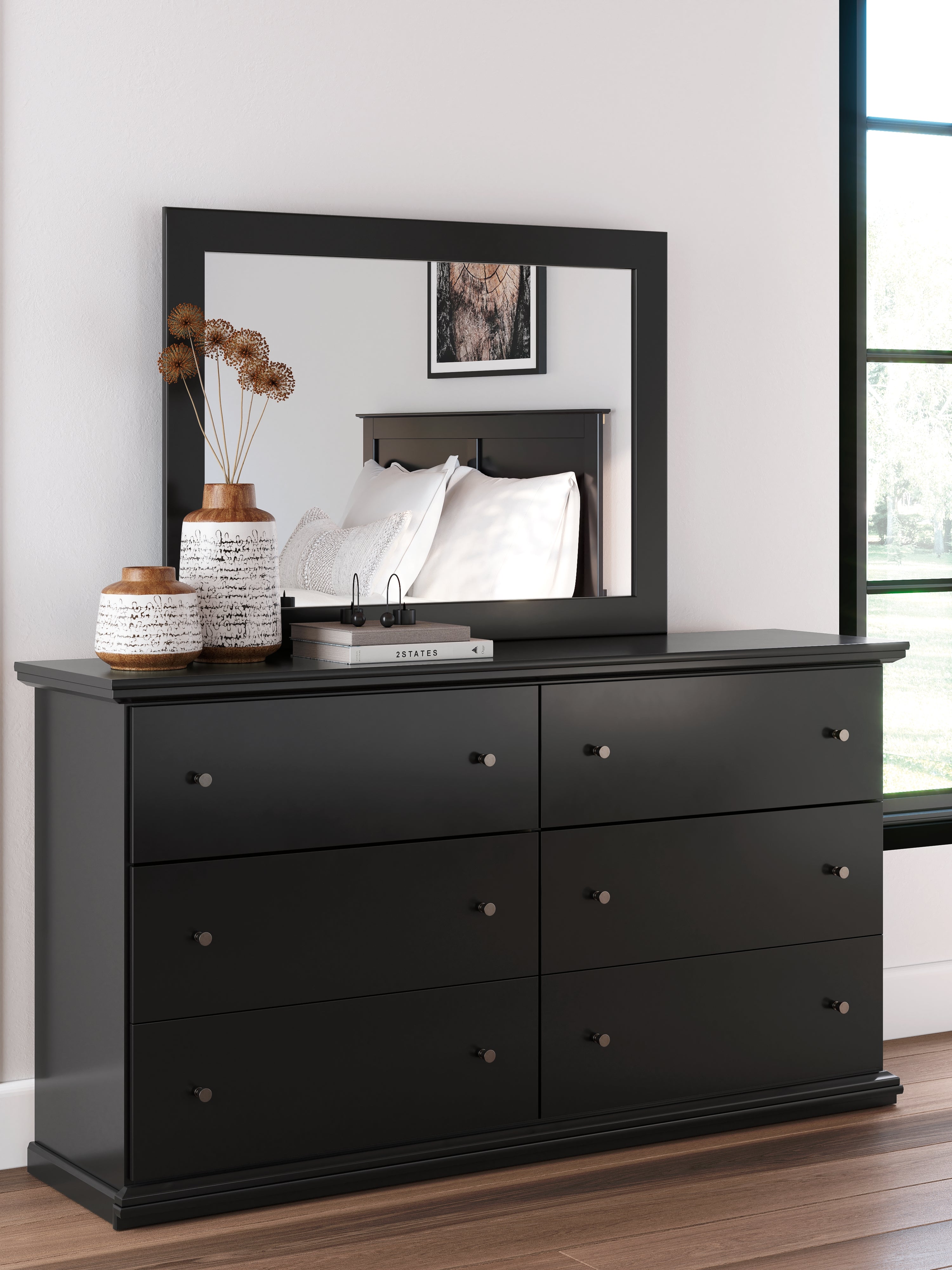 Elite Furniture Outlet - Ashley Furniture - Maribel Bedroom - Dresser and Mirror / Black - B138B50