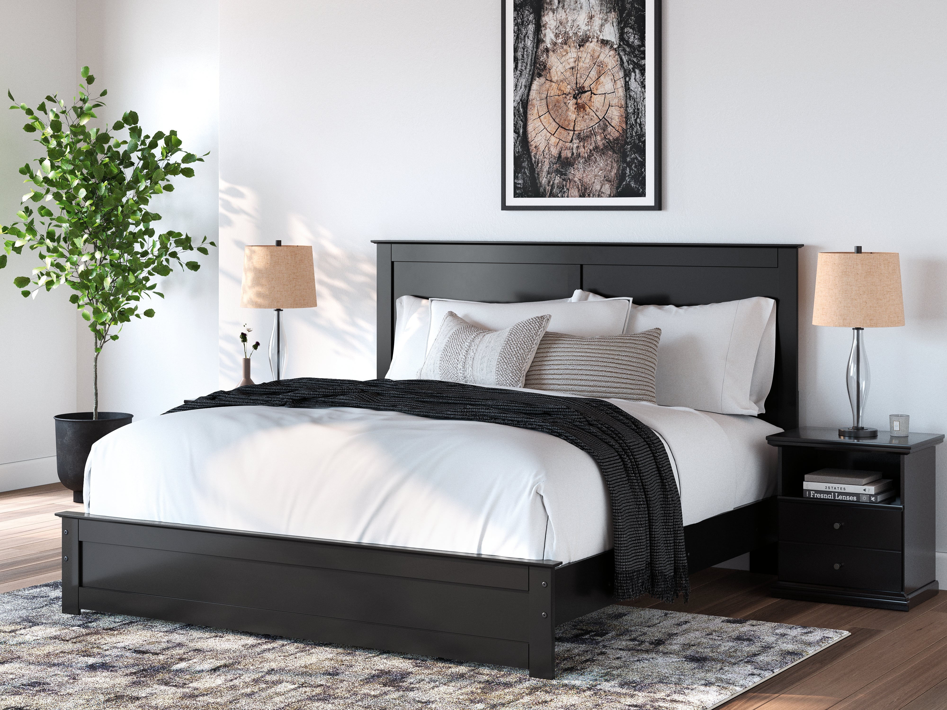 Elite Furniture Outlet - Ashley Furniture - Maribel Bedroom - King Panel Bed / Black - B138B57