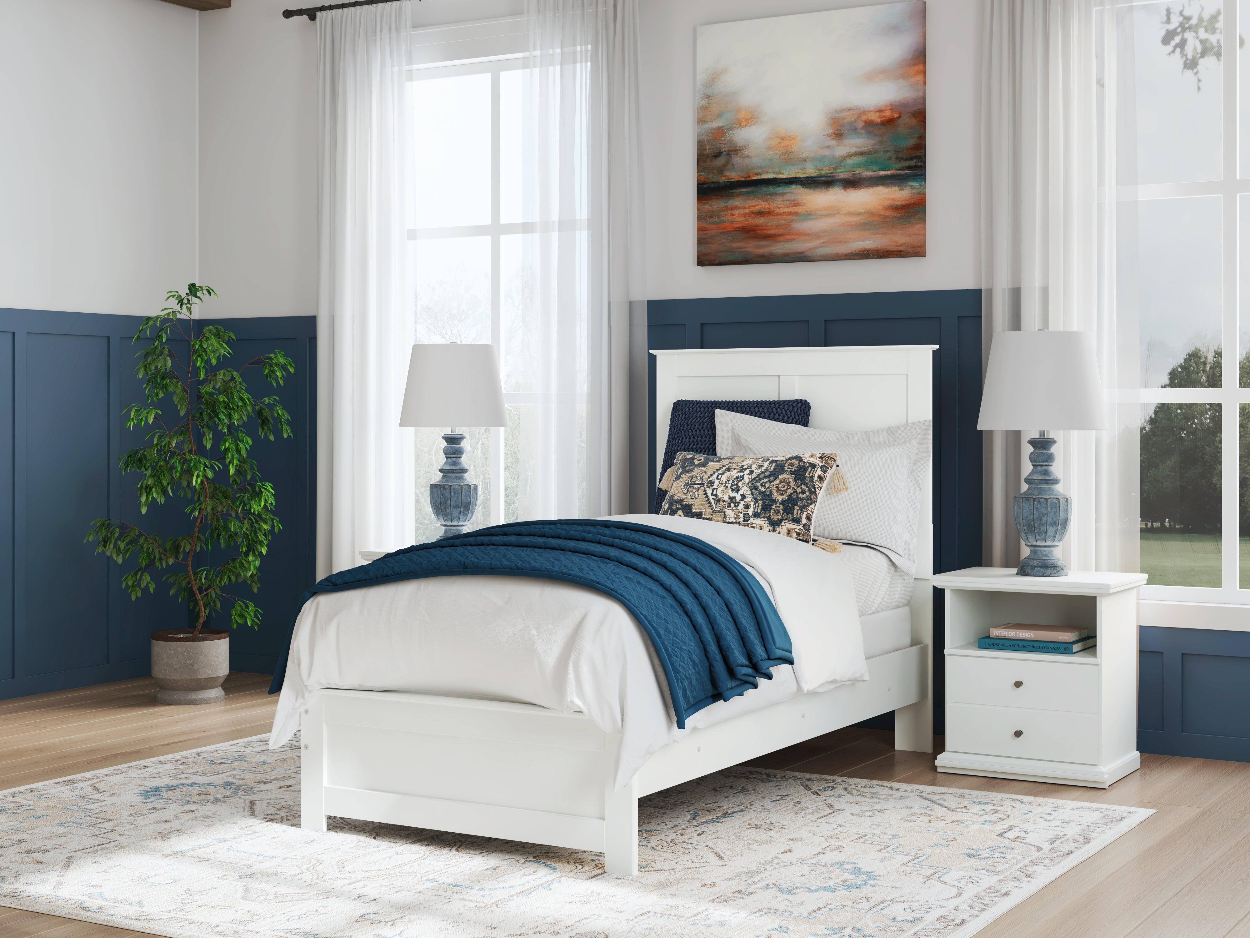 Elite Furniture Outlet - Ashley Furniture - Bostwick Shoals Bedroom - Twin Panel Bed / White - B139B41
