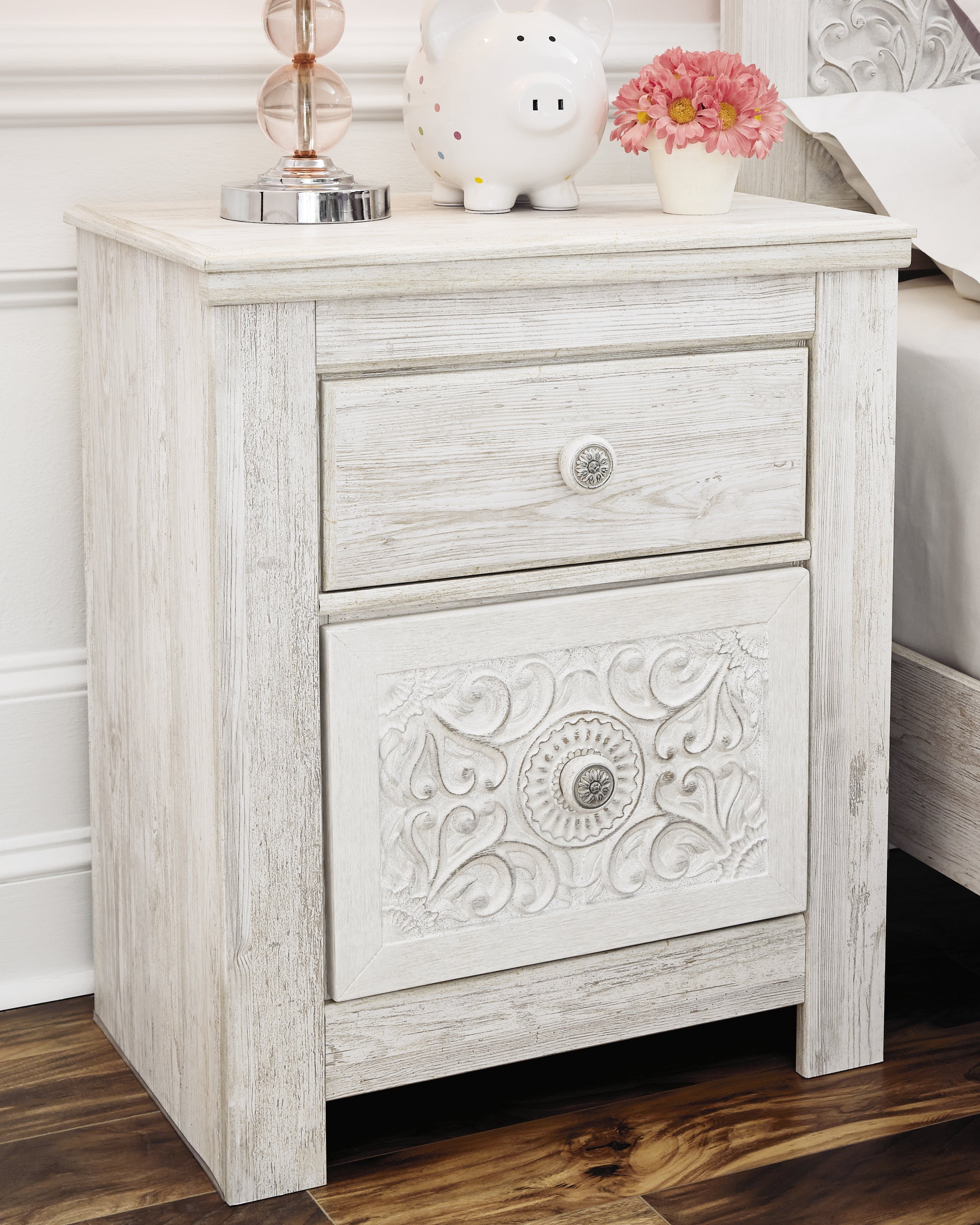 Elite Furniture Outlet - Ashley Furniture - Paxberry Bedroom - Two Drawer Night Stand / Whitewash - B181-92