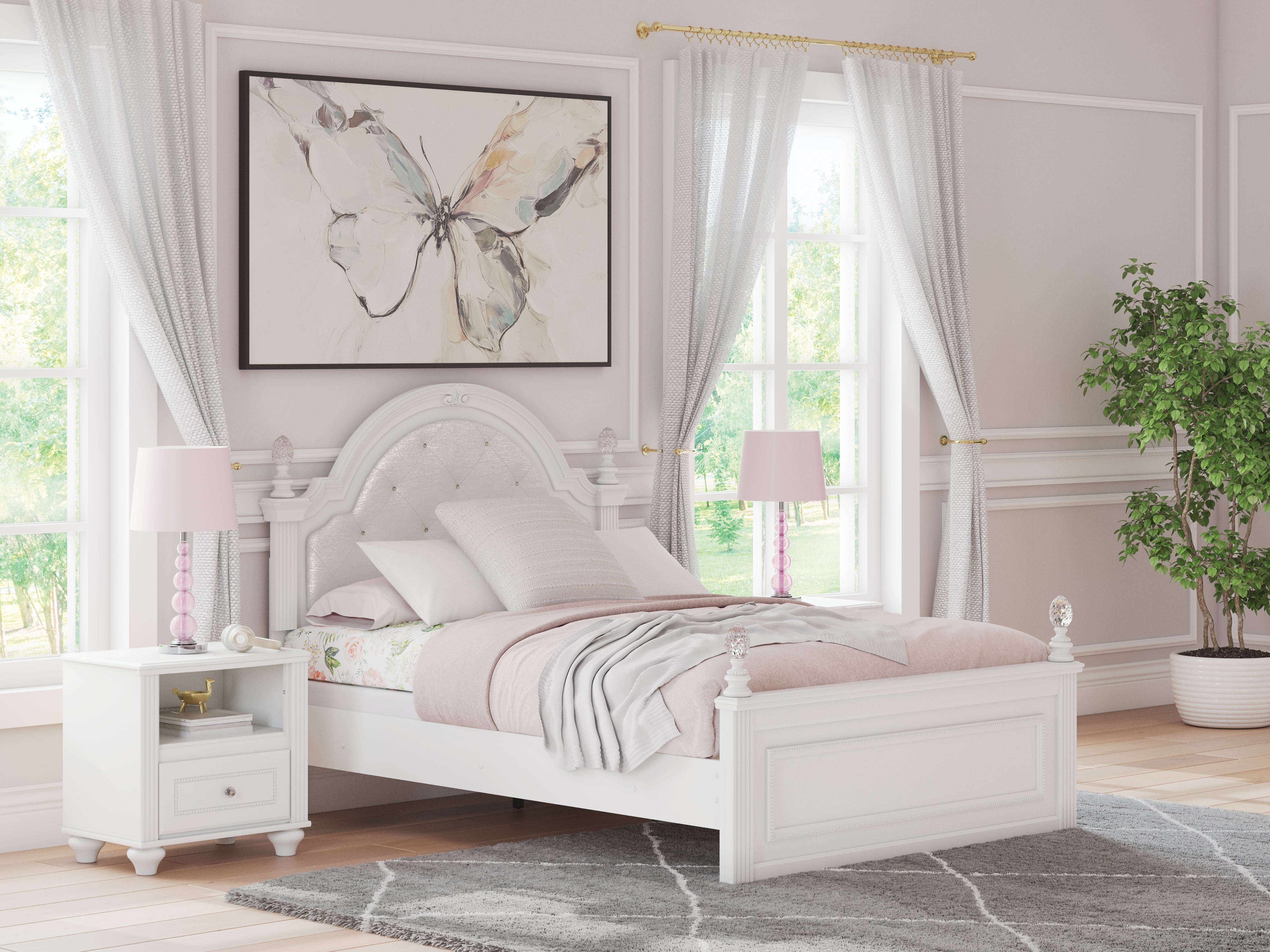 Elite Furniture Outlet - Ashley Furniture - Kozlani Bedroom - Full Upholstered Panel Bed / White - PCB1819B6