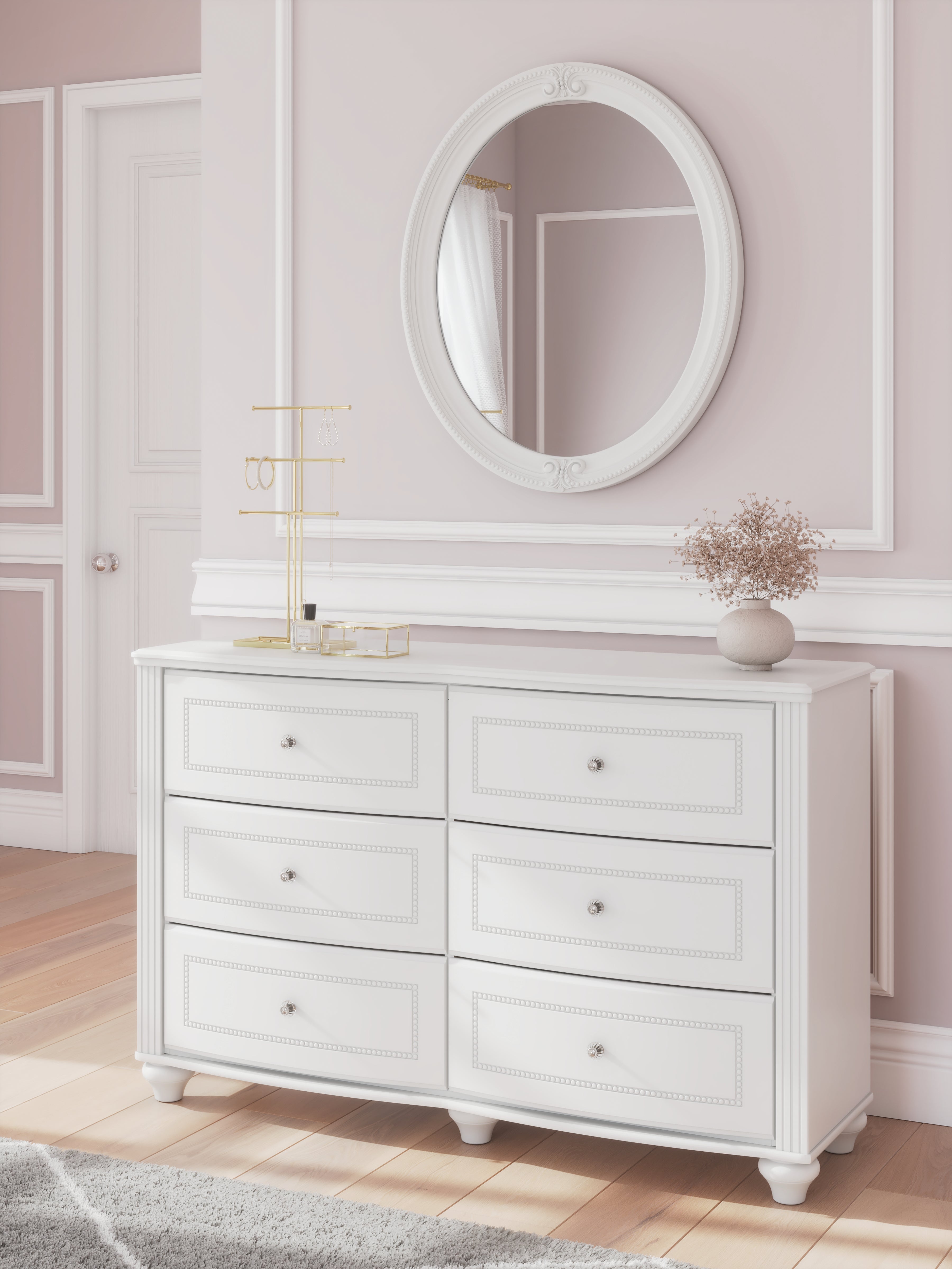 Elite Furniture Outlet - Ashley Furniture - Kozlani Bedroom - Dresser and Mirror / White - PCB1819B2