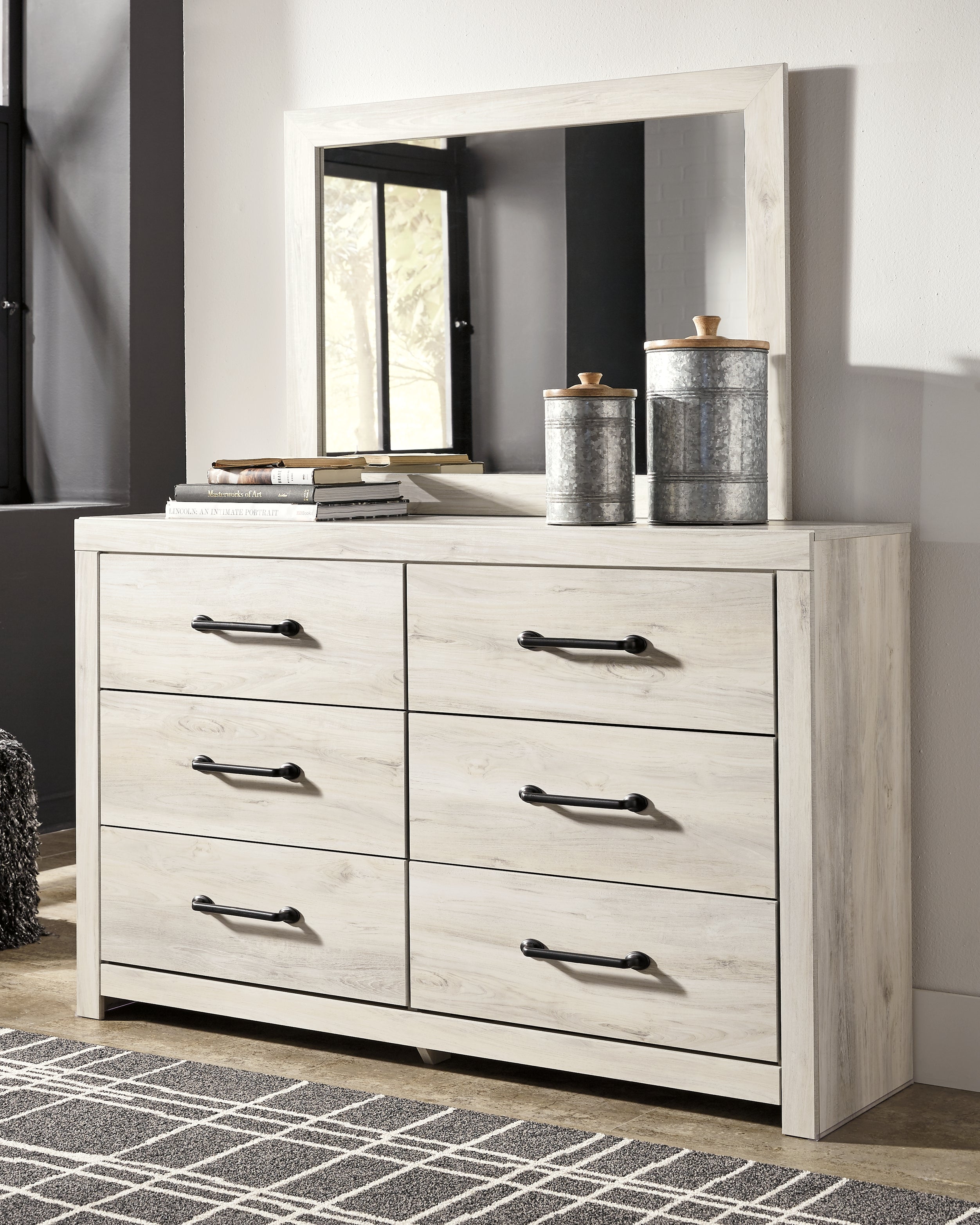 Elite Furniture Outlet - Ashley Furniture - Cambeck Bedroom - Dresser and Mirror / Whitewash - B192B1