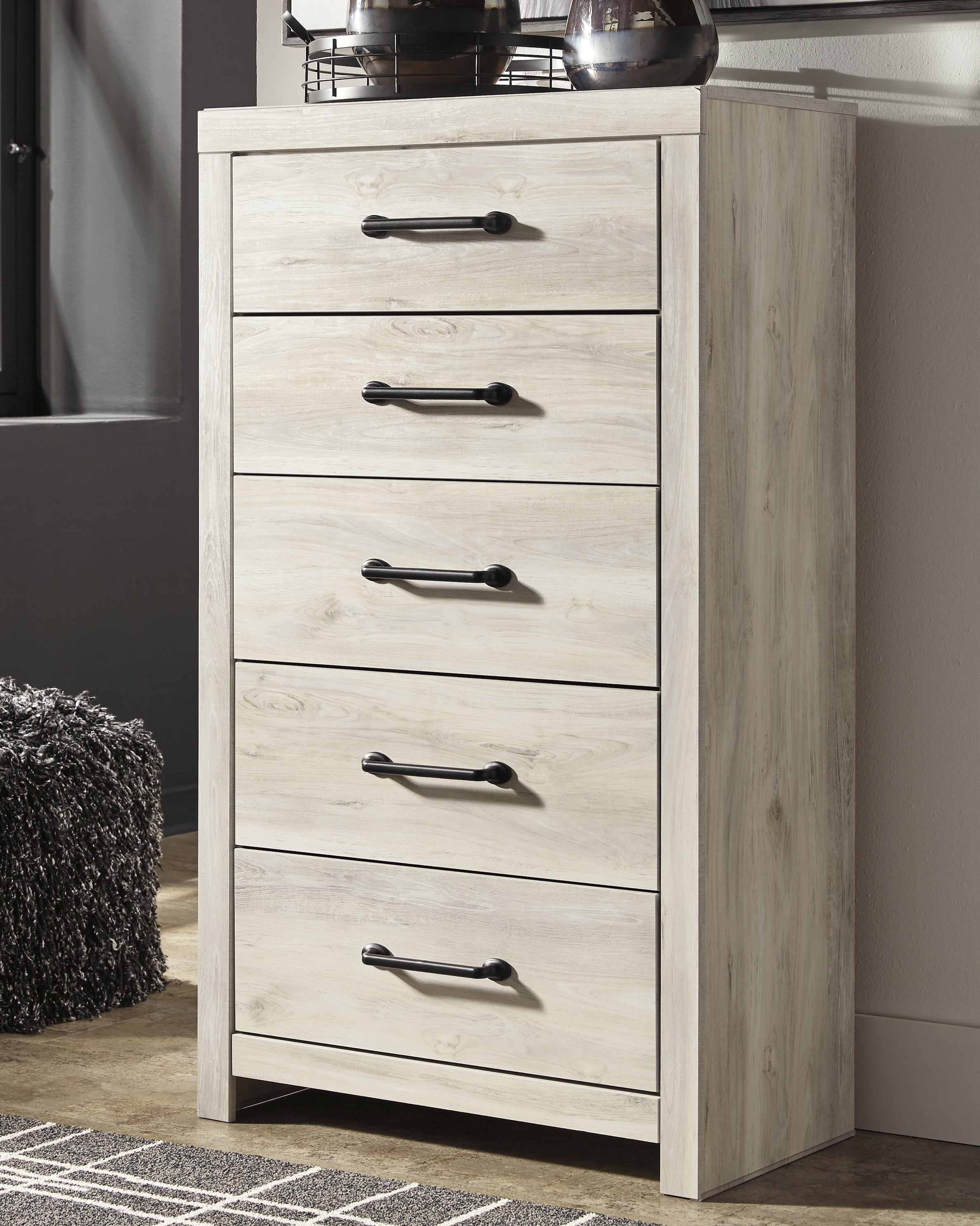 Elite Furniture Outlet - Ashley Furniture - Cambeck Bedroom - Five Drawer Chest / Whitewash - B192-46