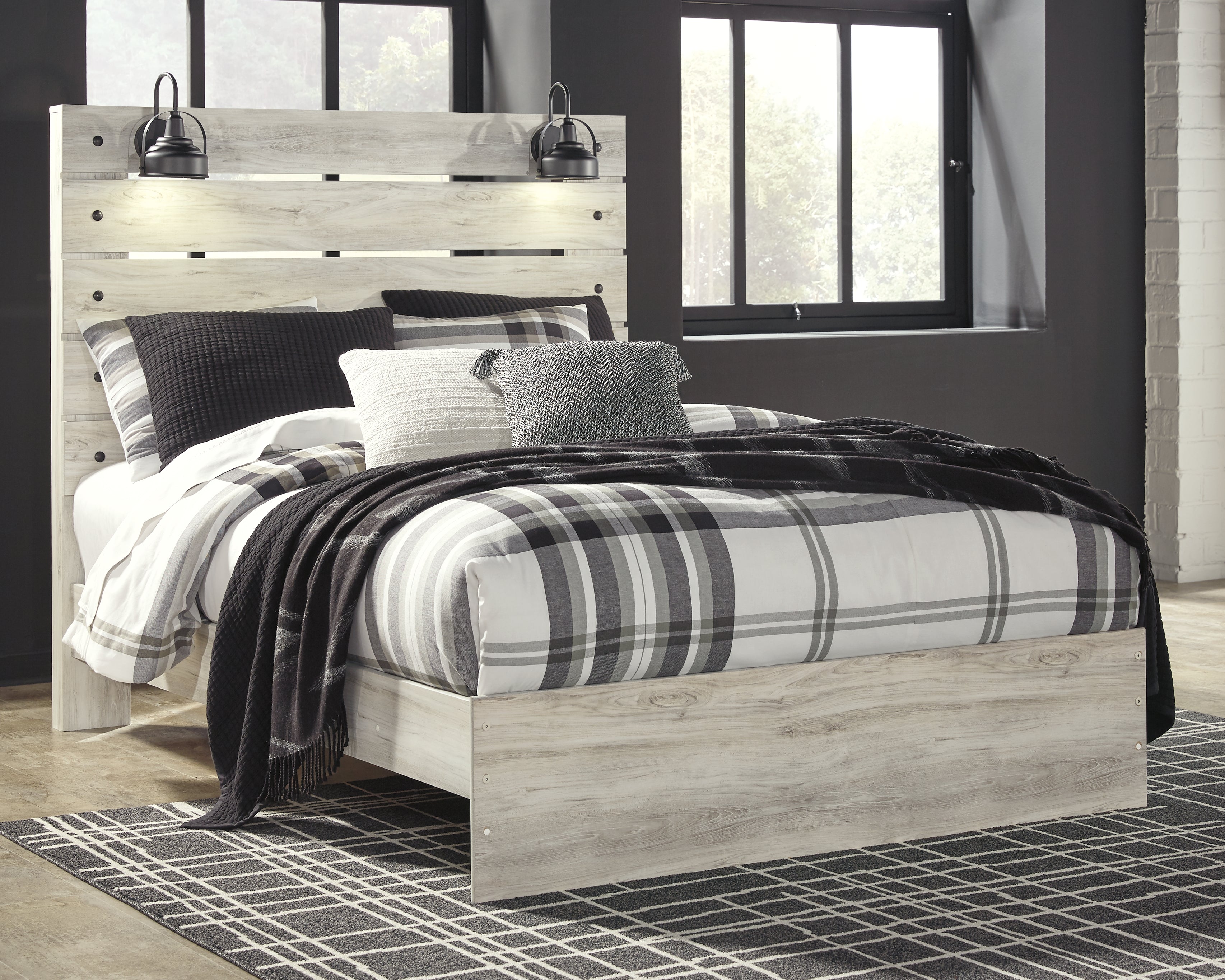 Elite Furniture Outlet - Ashley Furniture - Cambeck Bedroom - Queen Panel Bed / Whitewash - B192B4