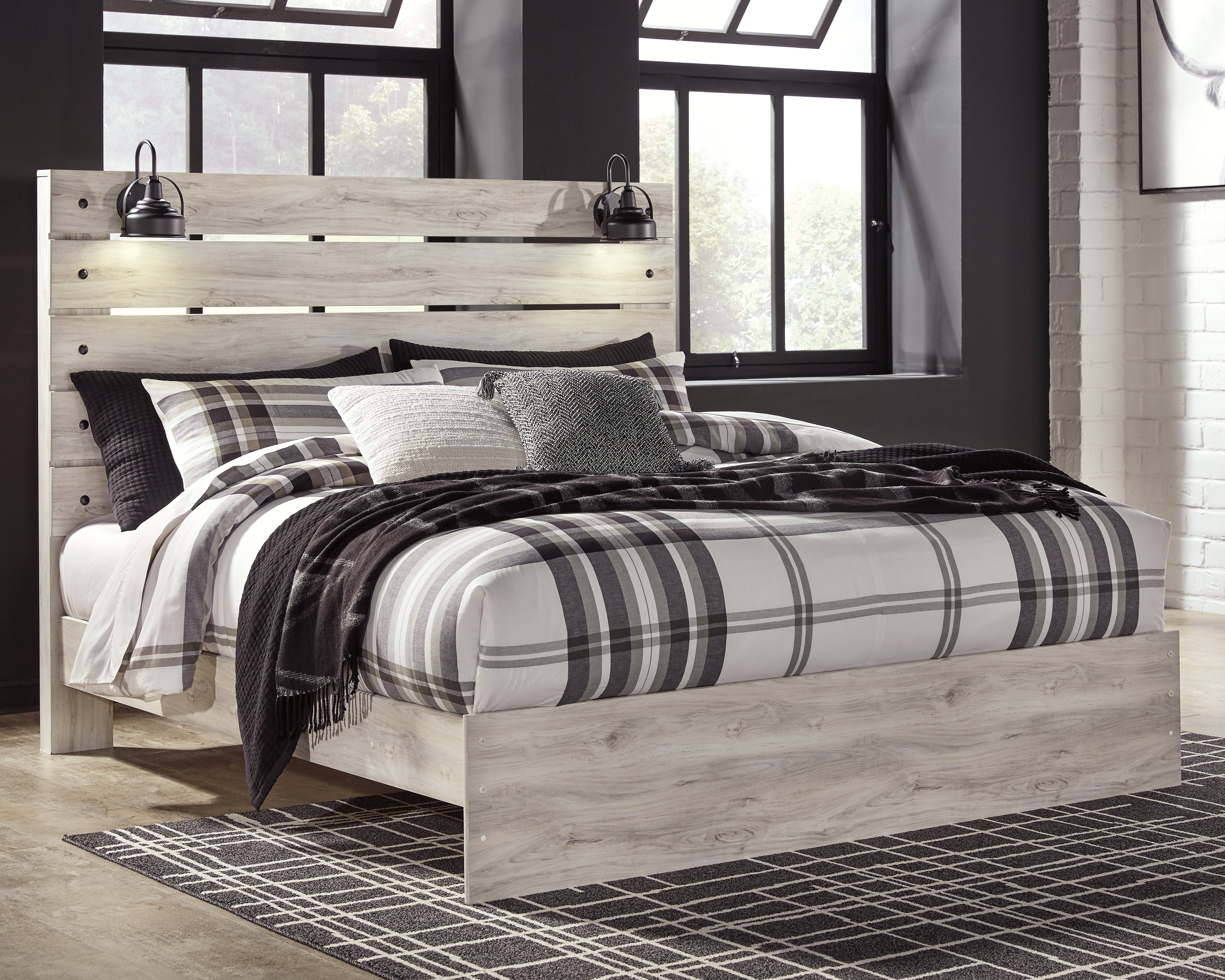 Elite Furniture Outlet - Ashley Furniture - Cambeck Bedroom - King Panel Bed / Whitewash - B192B28