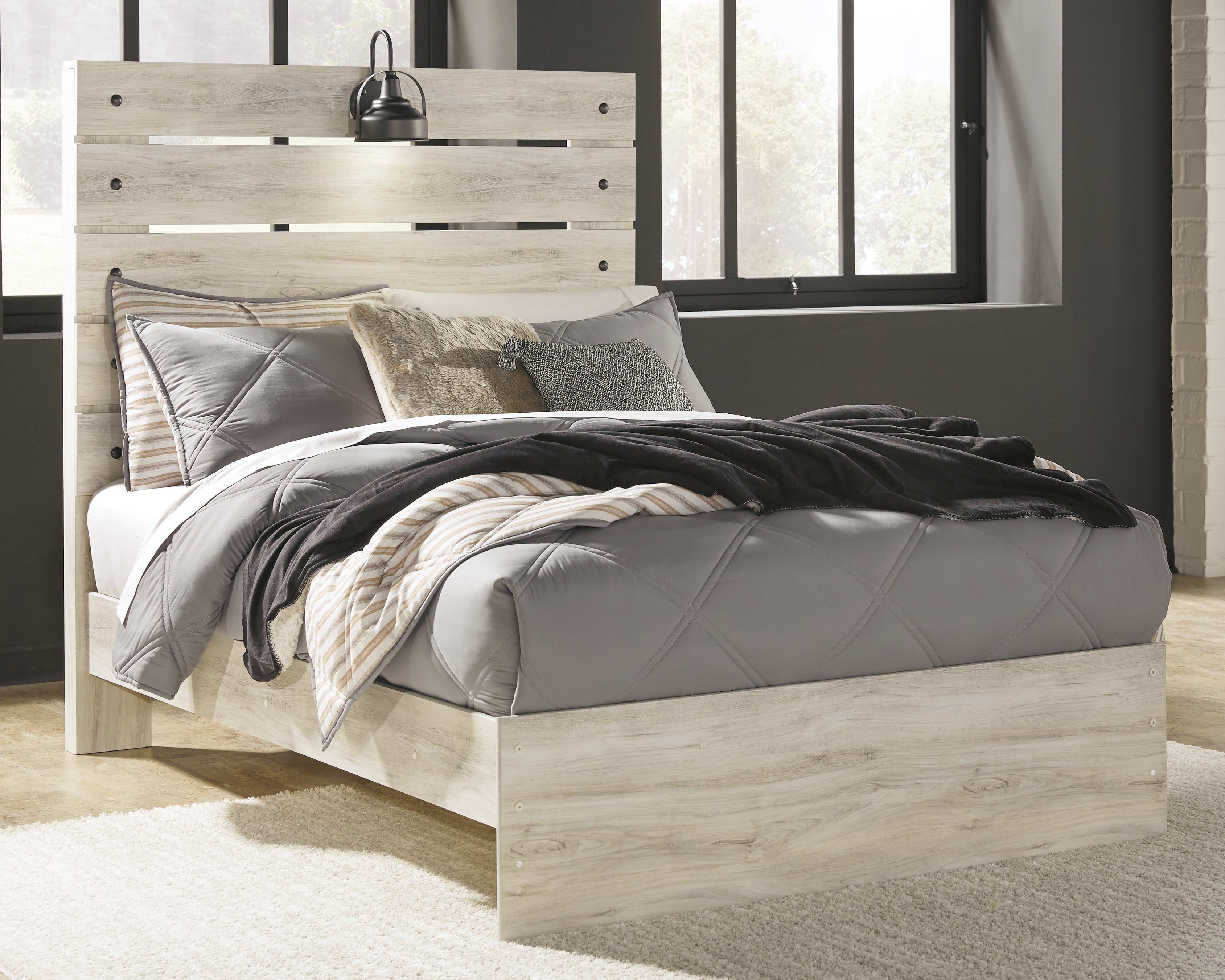 Elite Furniture Outlet - Ashley Furniture - Cambeck Bedroom - Full Panel Bed / Whitewash - B192B3