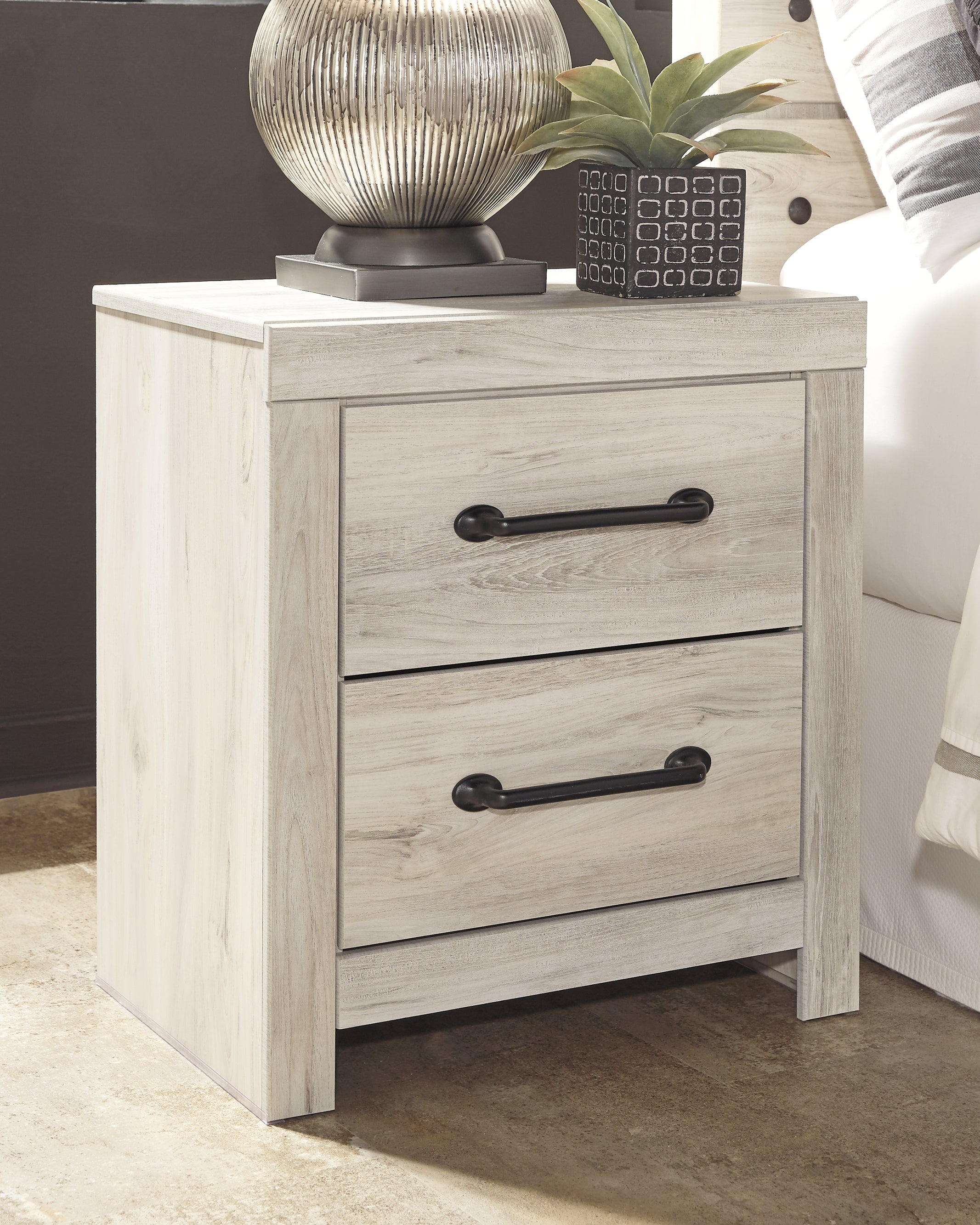Elite Furniture Outlet - Ashley Furniture - Cambeck Bedroom - Two Drawer Night Stand / Whitewash - B192-92