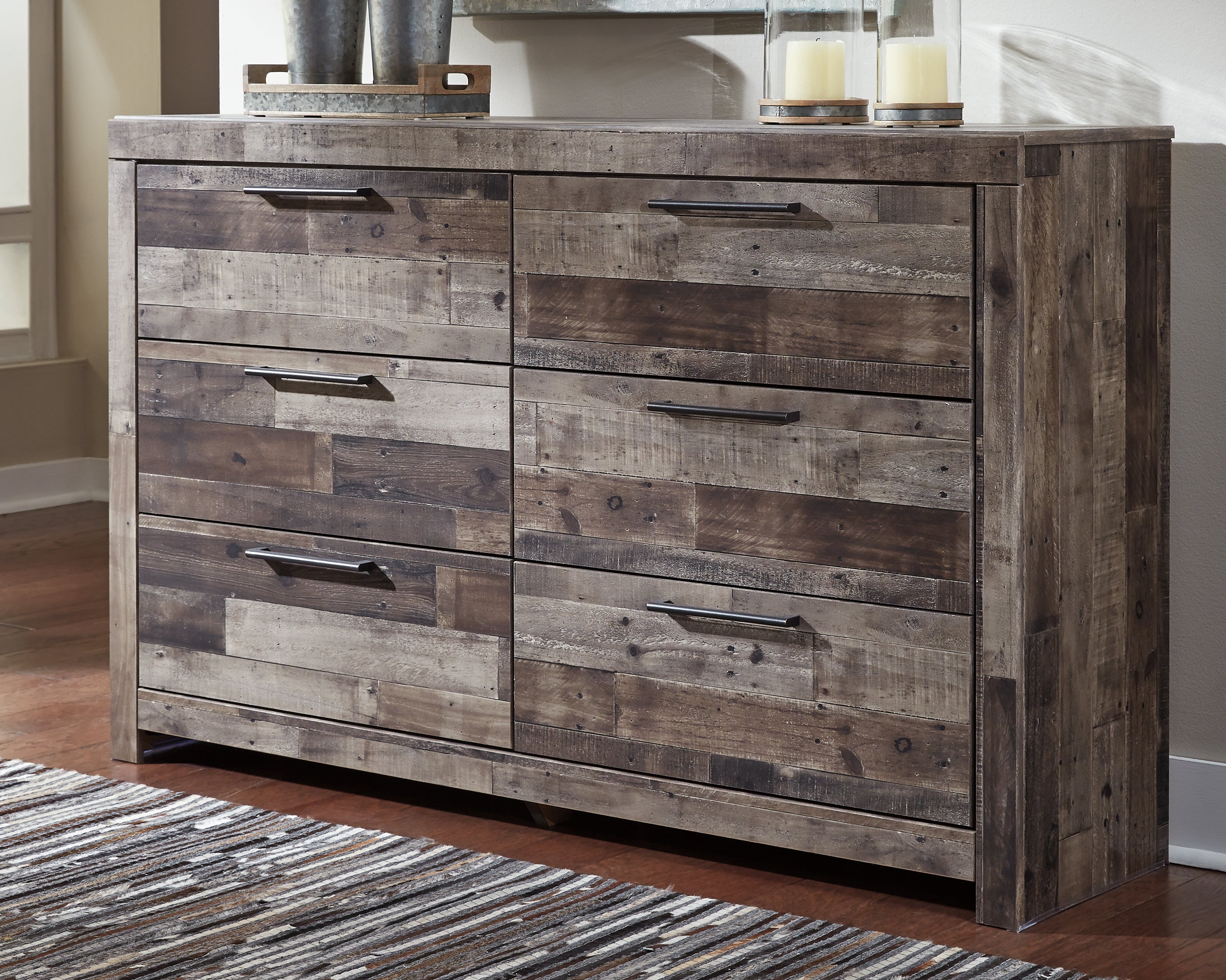 Elite Furniture Outlet - Ashley Furniture - Derekson Bedroom - Six Drawer Dresser / Multi Gray - B200-31