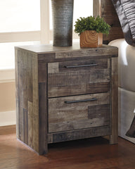 Elite Furniture Outlet - Ashley Furniture - Derekson Bedroom - King Panel Bed with 2 Side Storage / Multi Gray - B200B44
