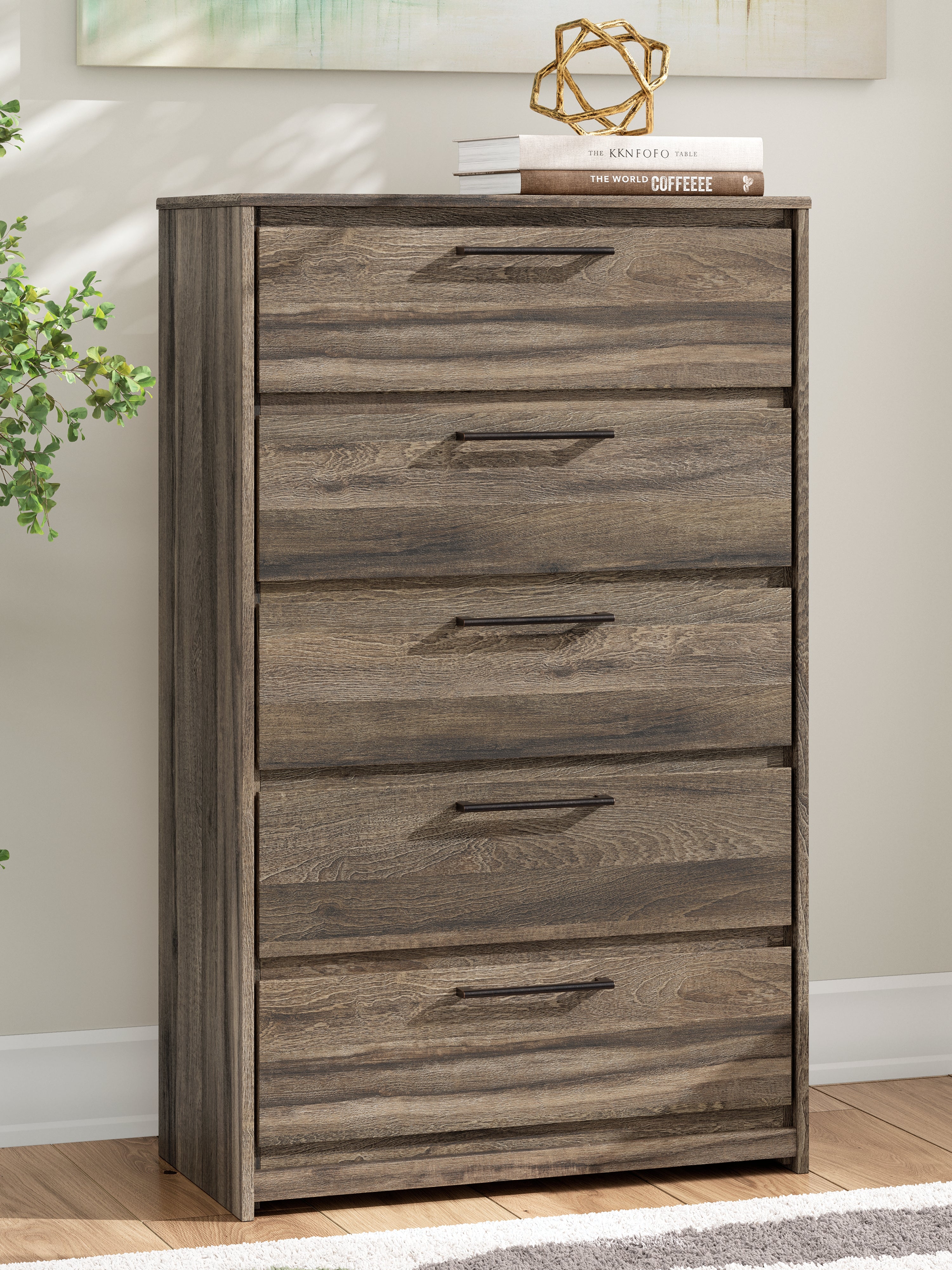 Elite Furniture Outlet - Ashley Furniture - Elbrim Bedroom - Five Drawer Chest / Brown - PCB2005-46