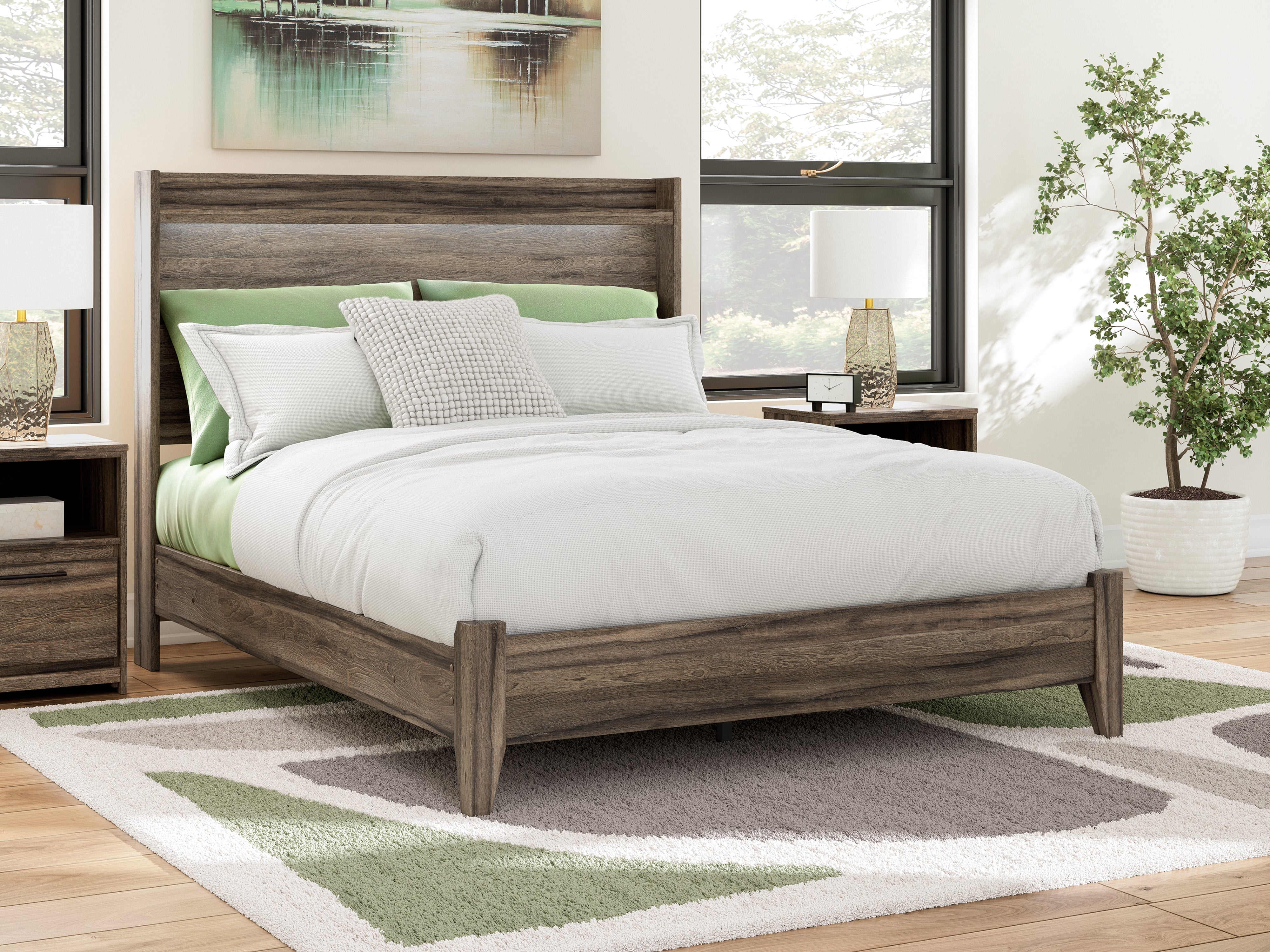 Elite Furniture Outlet - Ashley Furniture - Elbrim Bedroom - Queen Panel Bed / Brown - PCB2005B2