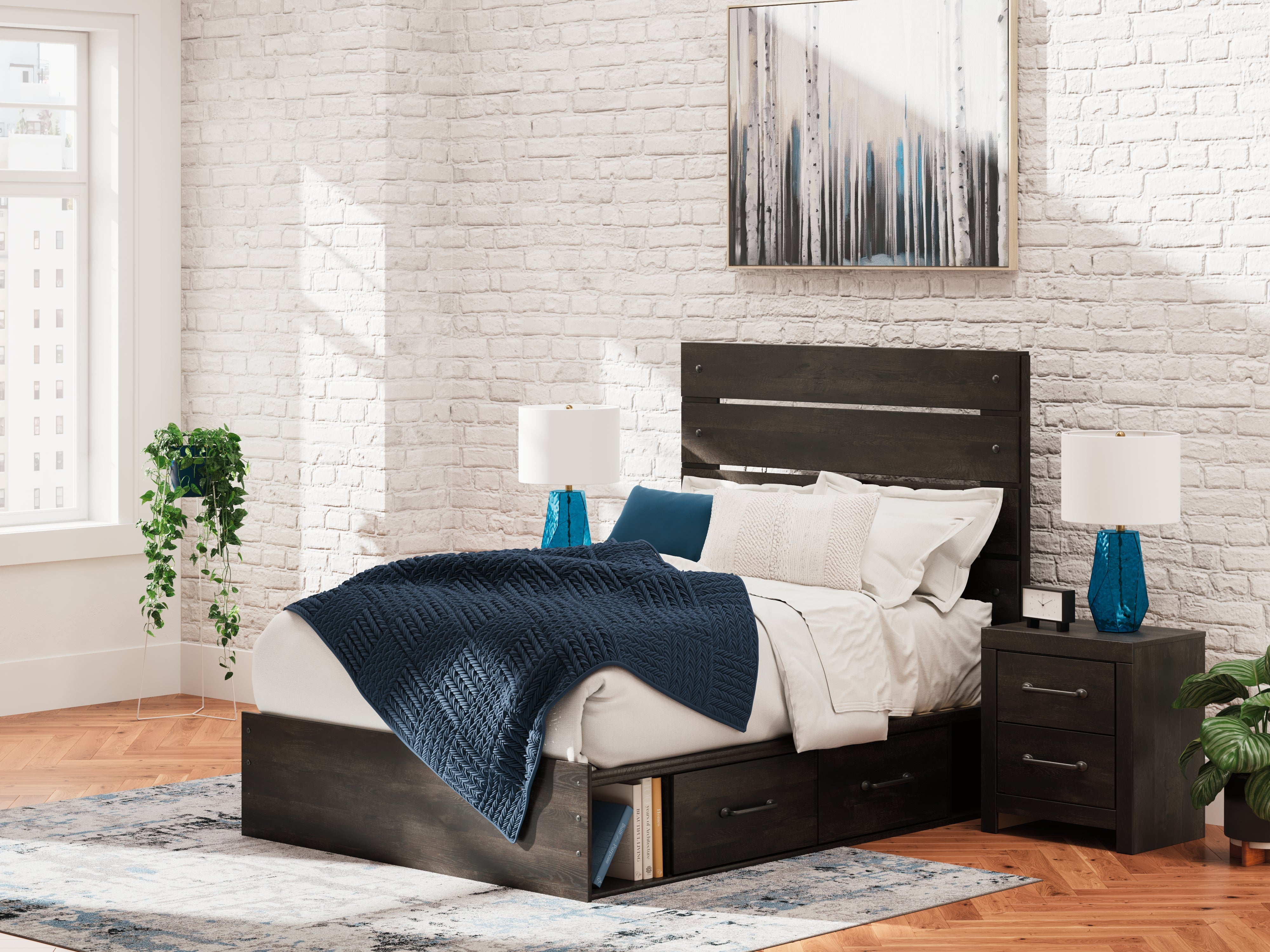 Elite Furniture Outlet - Ashley Furniture - Hollivern Bedroom - Full Panel Storage Bed / Dark Gray - PCB2108B15