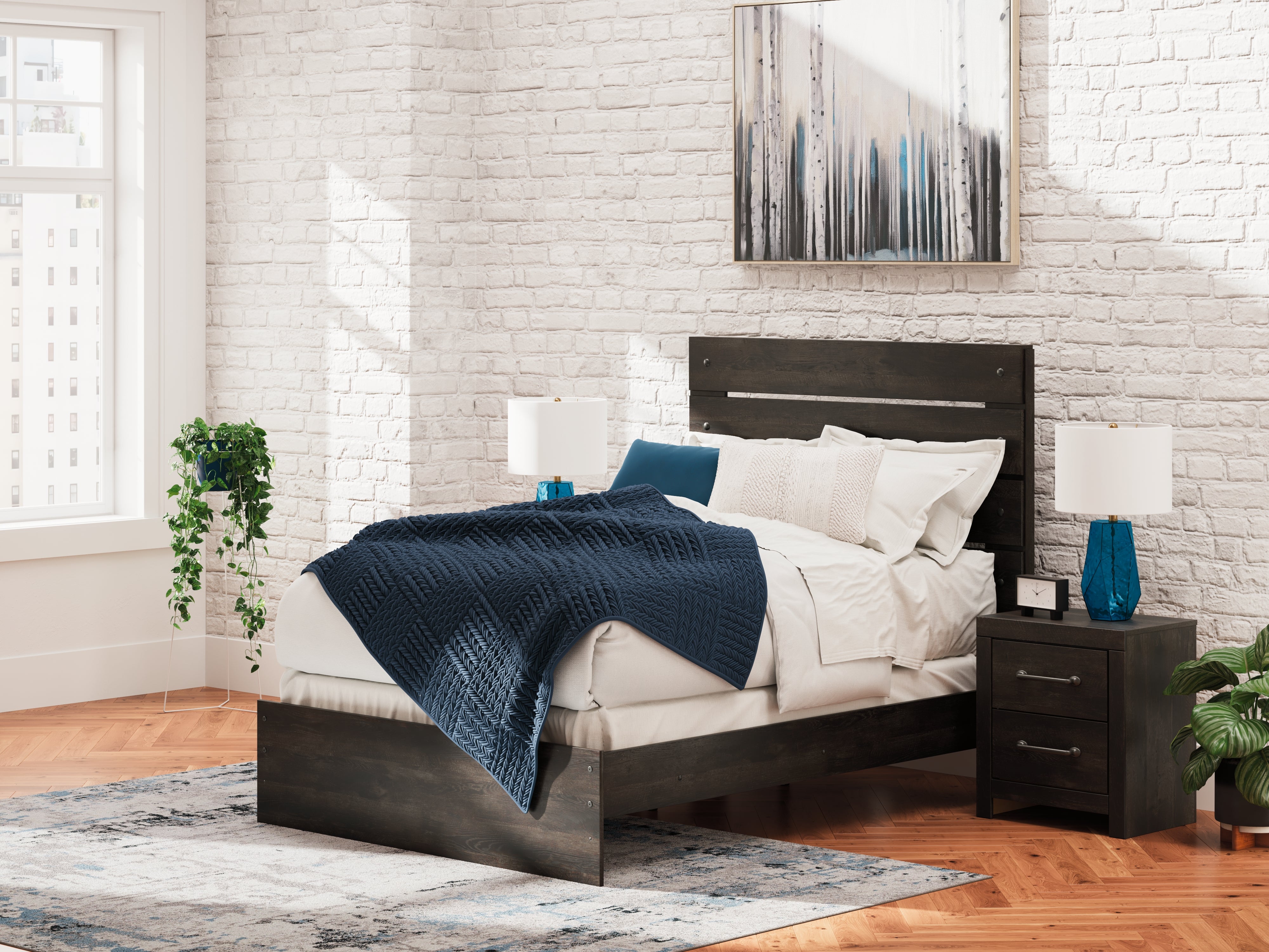 Elite Furniture Outlet - Ashley Furniture - Hollivern Bedroom - Full Panel Bed / Dark Gray - PCB2108B12