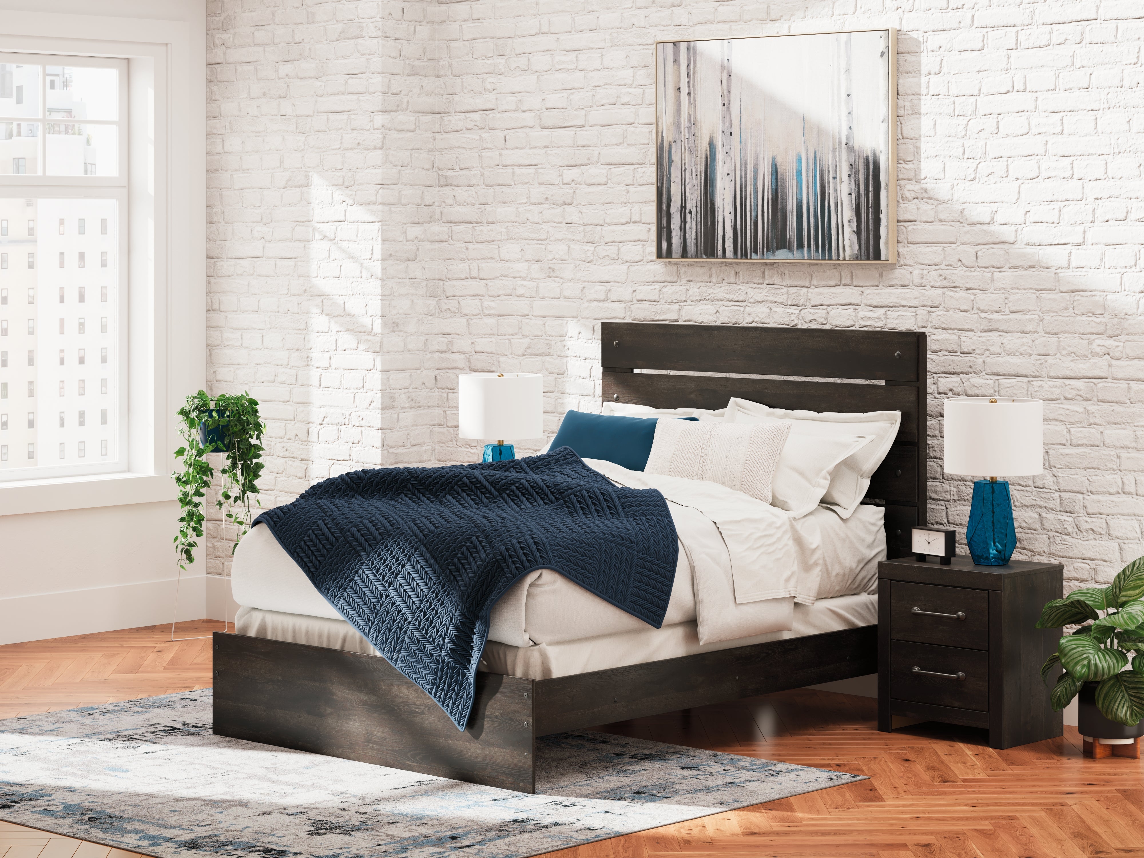 Elite Furniture Outlet - Ashley Furniture - Hollivern Bedroom - Queen Panel Bed / Dark Gray - PCB2108B2