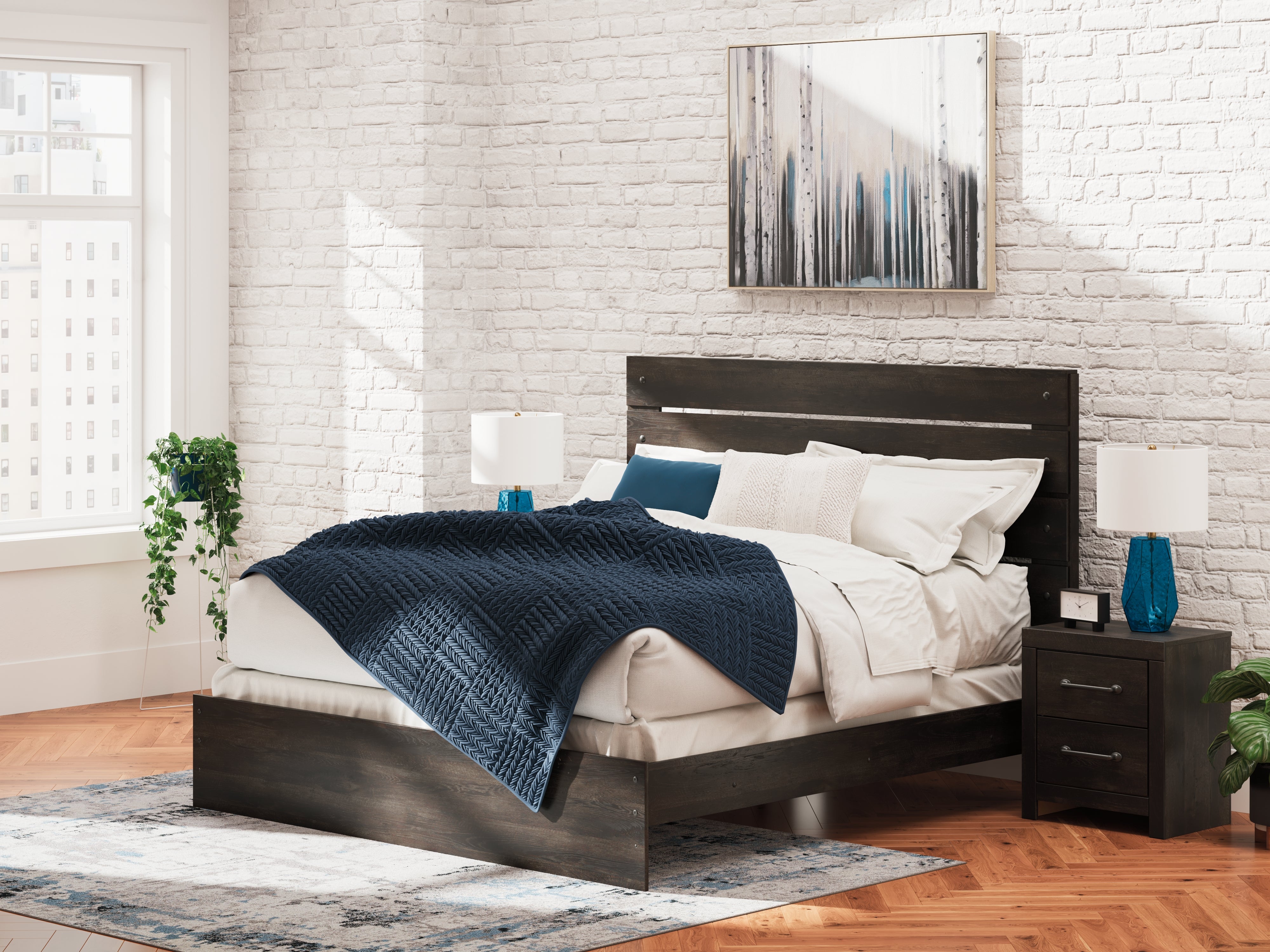 Elite Furniture Outlet - Ashley Furniture - Hollivern Bedroom - King Panel Bed / Dark Gray - PCB2108B8