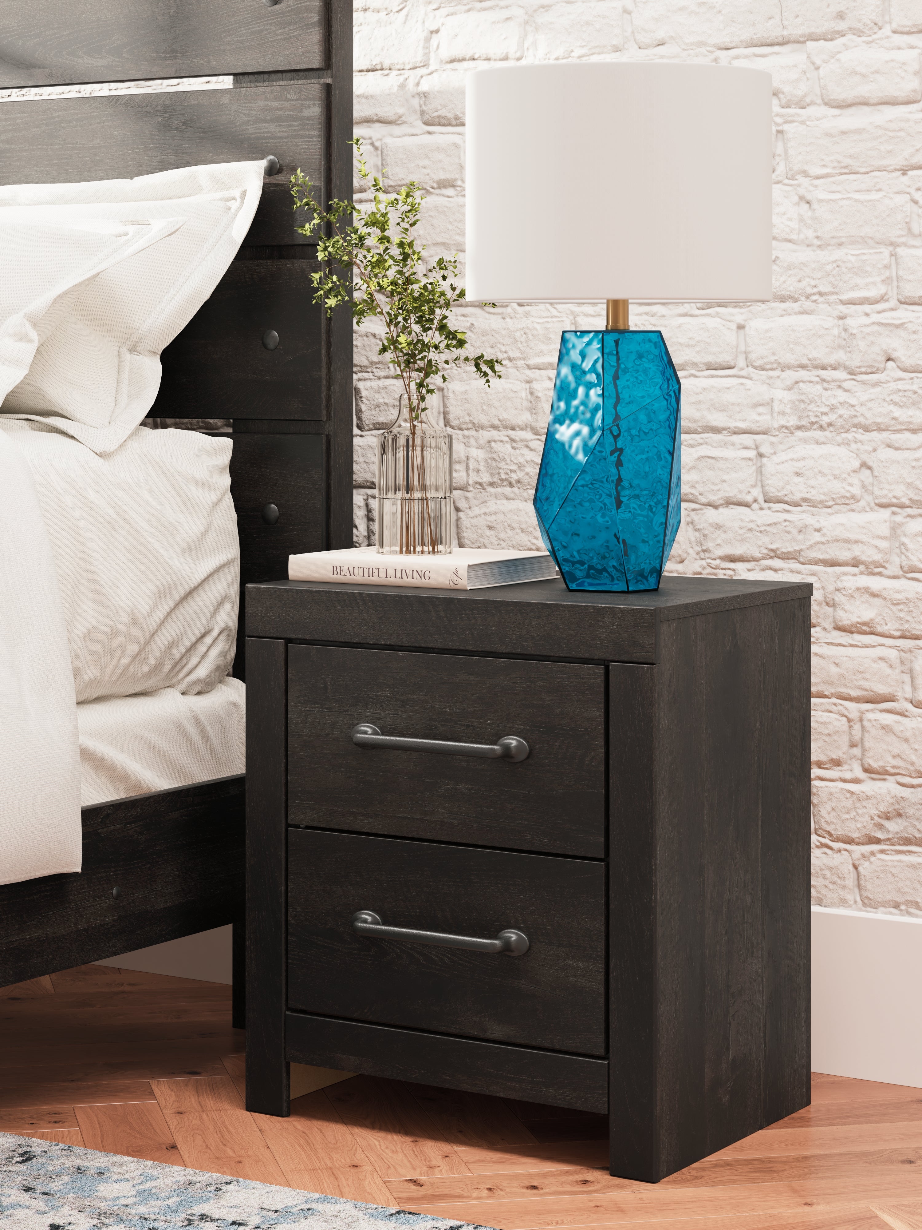 Elite Furniture Outlet - Ashley Furniture - Hollivern Bedroom - Two Drawer Night Stand / Dark Gray - PCB2108-92