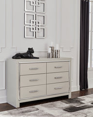 Elite Furniture Outlet - Ashley Furniture - Zyniden Bedroom - Queen Upholstered Panel Bed / Silver - B2114B2