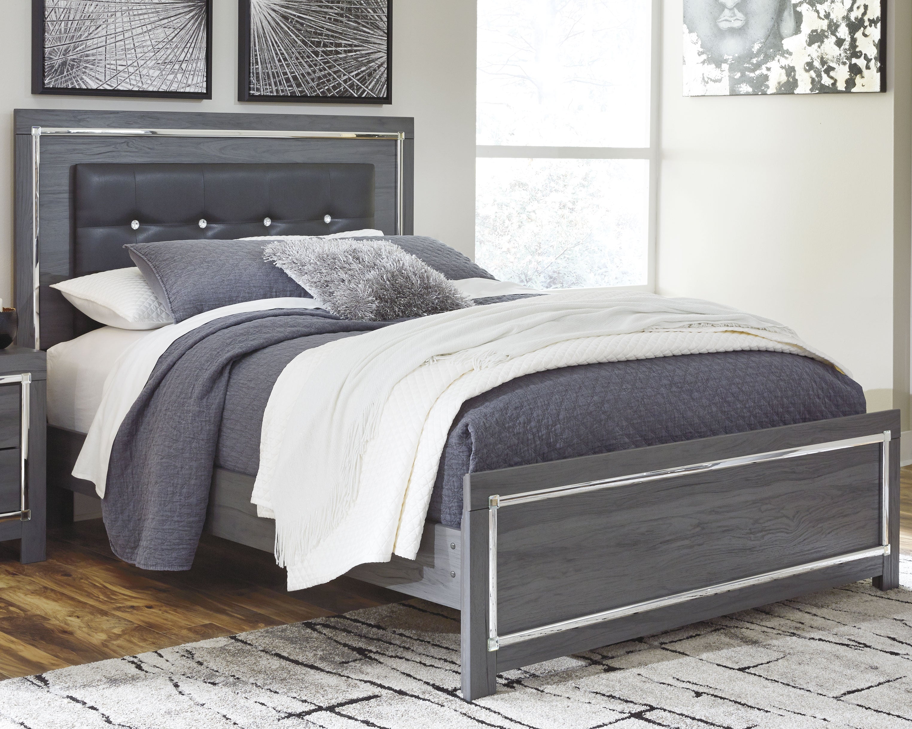 Elite Furniture Outlet - Ashley Furniture - Lodanna Bedroom - Queen Panel Bed / Gray - B214B2