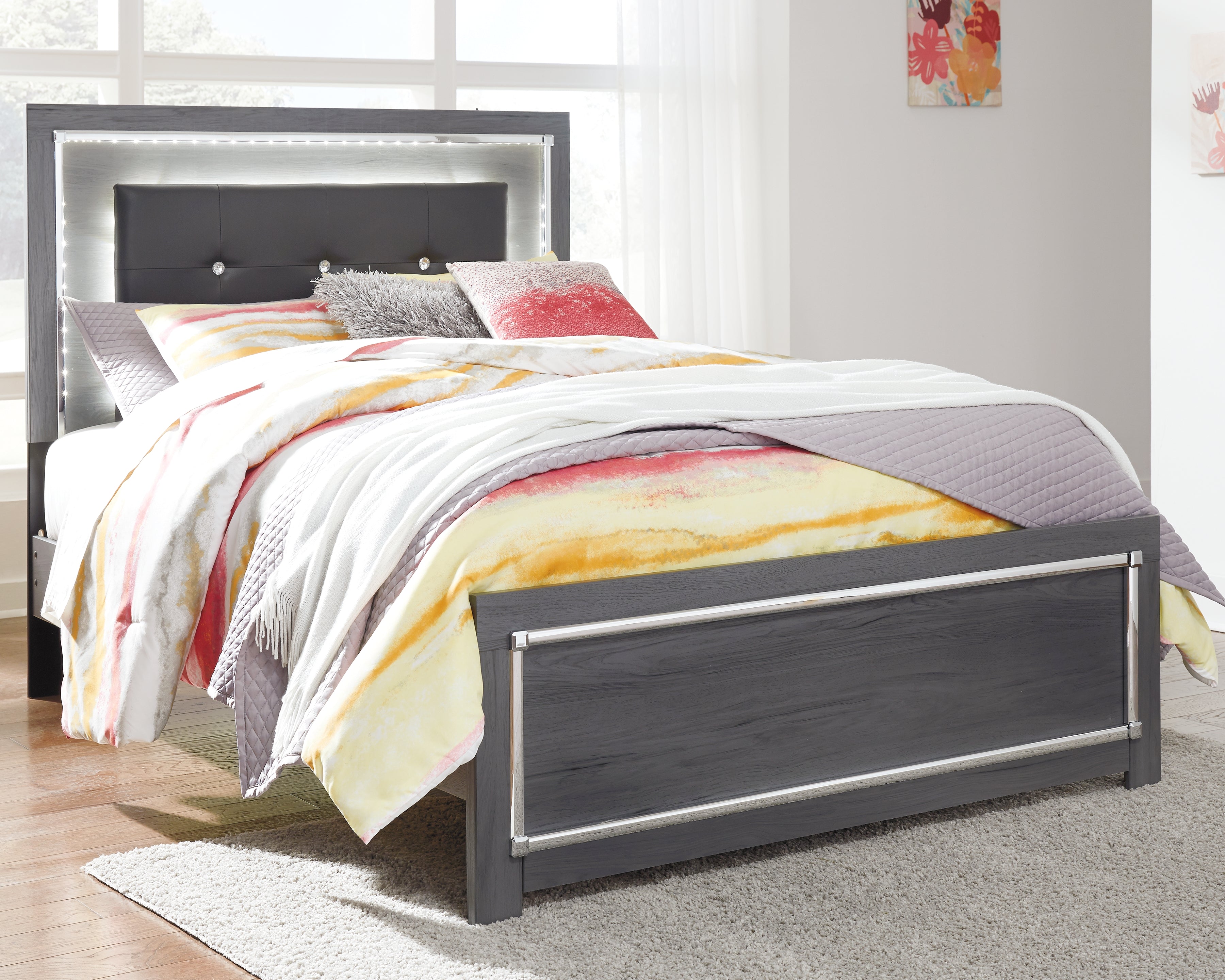 Elite Furniture Outlet - Ashley Furniture - Lodanna Bedroom - Full Panel Bed / Gray - B214B4