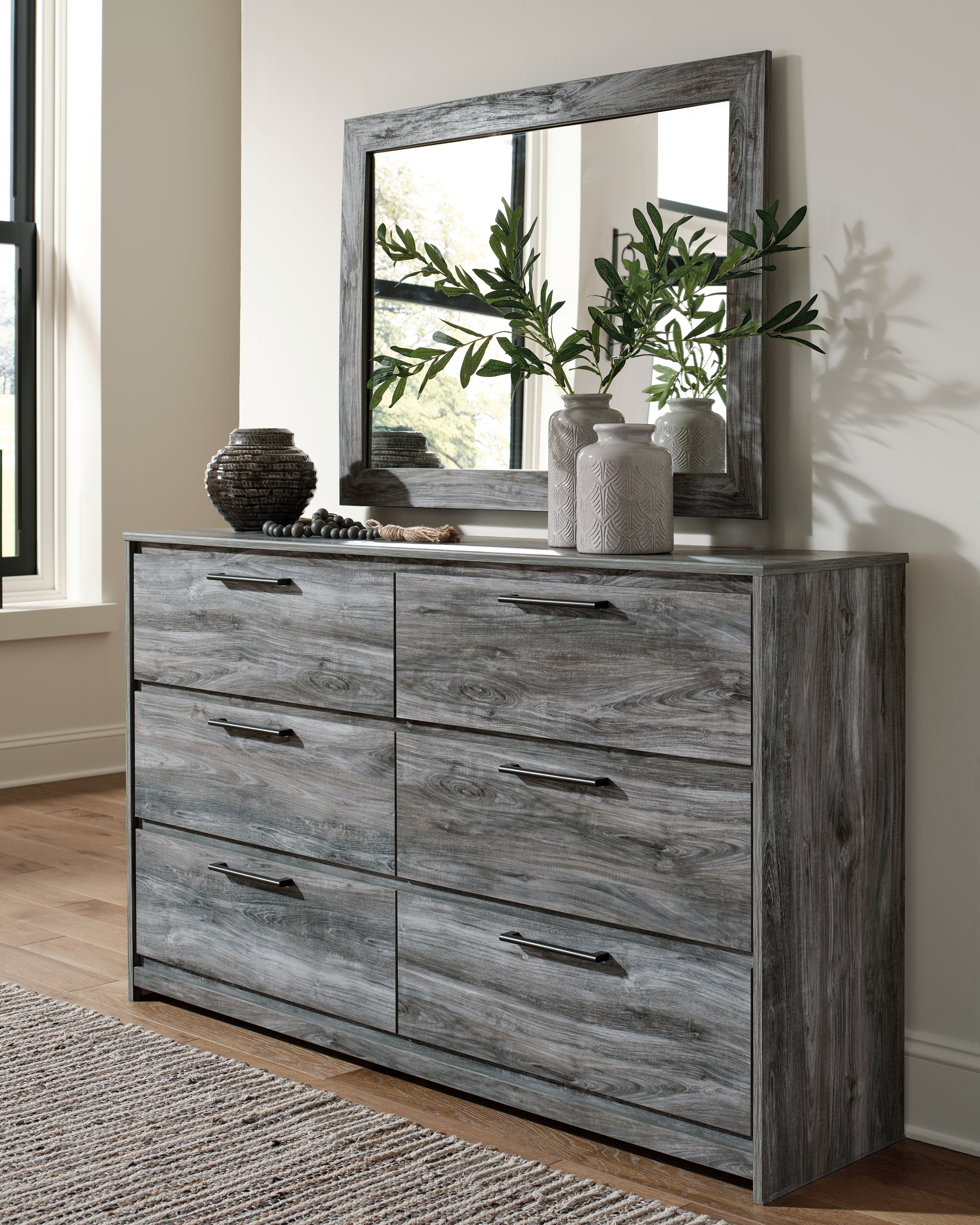 Elite Furniture Outlet - Ashley Furniture - Baystorm Bedroom - Dresser and Mirror / Gray - B221B30