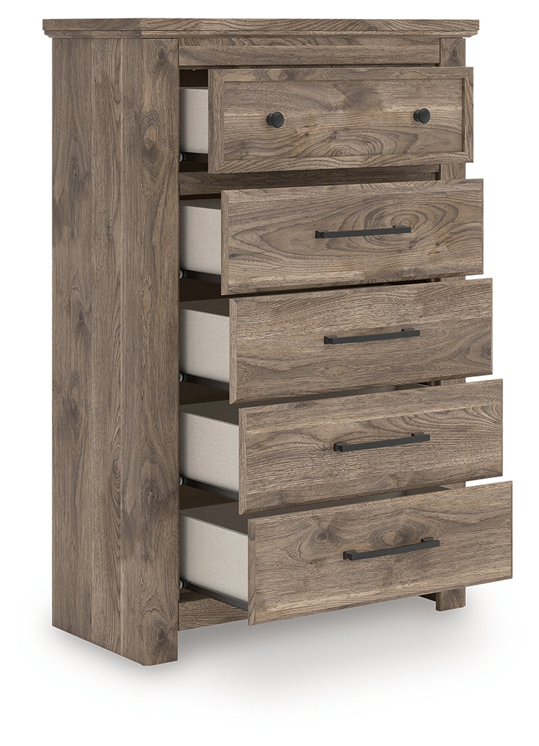 Elite Furniture Outlet - Ashley Furniture - Rusticott Bedroom - Five Drawer Chest / Brown - PCB2260-46
