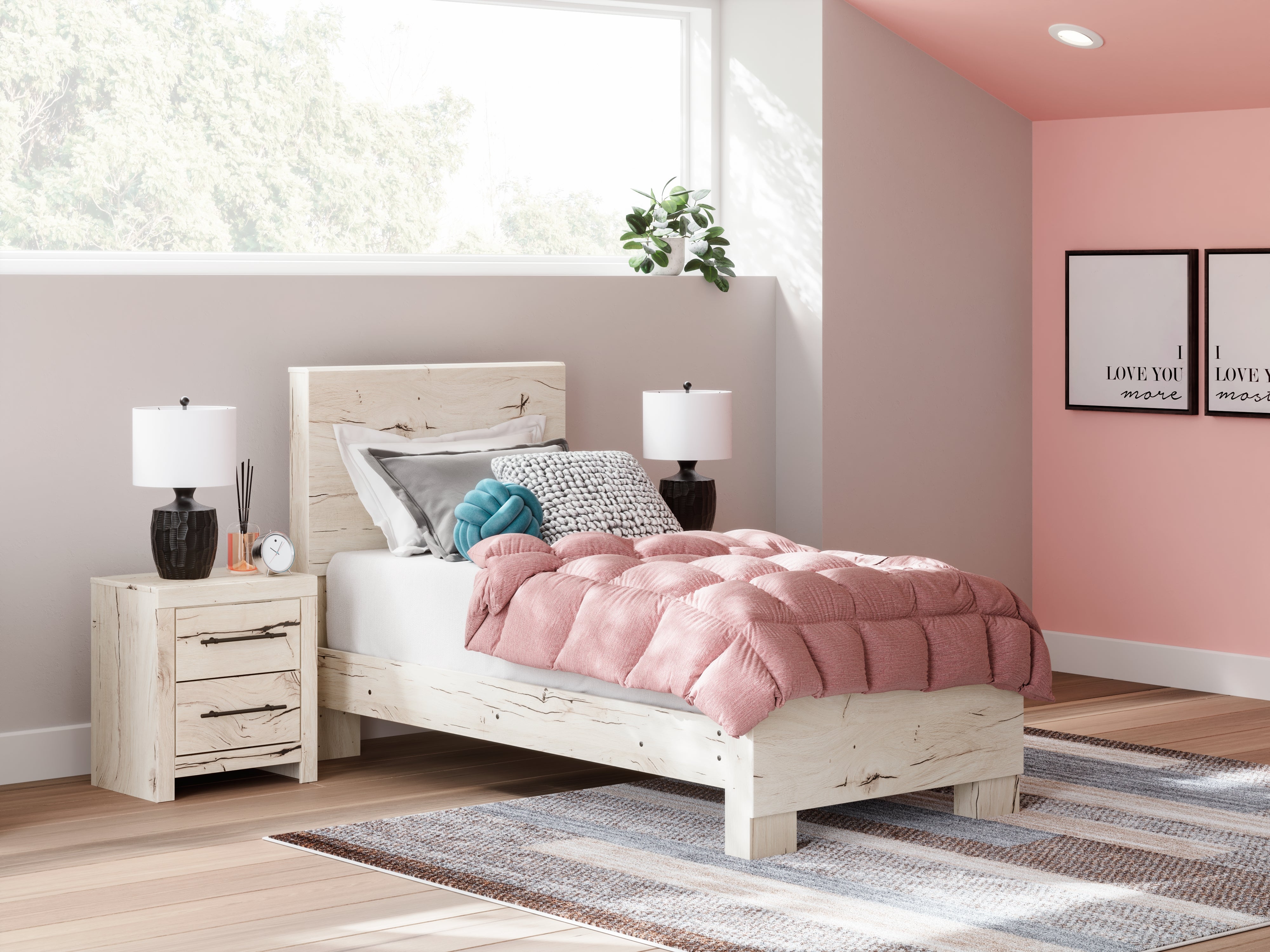 Elite Furniture Outlet - Ashley Furniture - Lawroy Bedroom - Twin Panel Bed / Light Natural - B2310B15