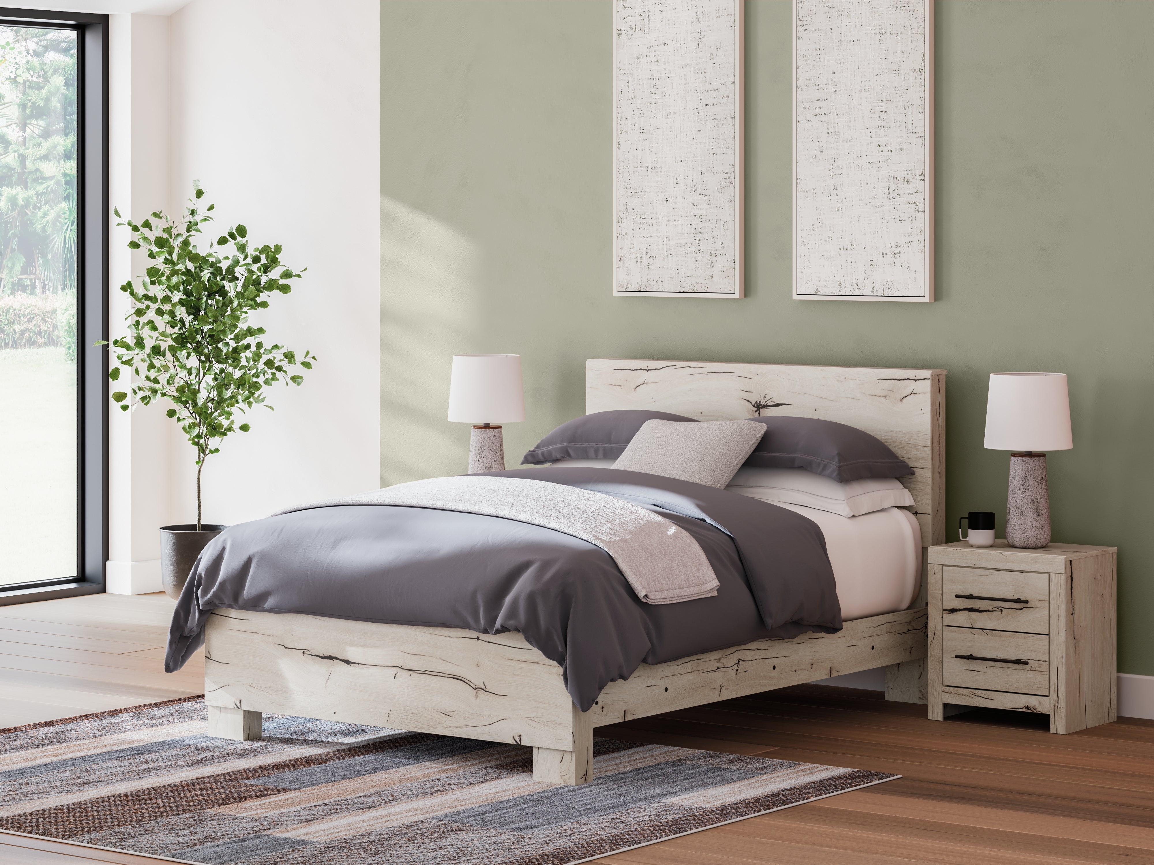 Elite Furniture Outlet - Ashley Furniture - Lawroy Bedroom - Queen Panel Bed / Light Natural - B2310B2