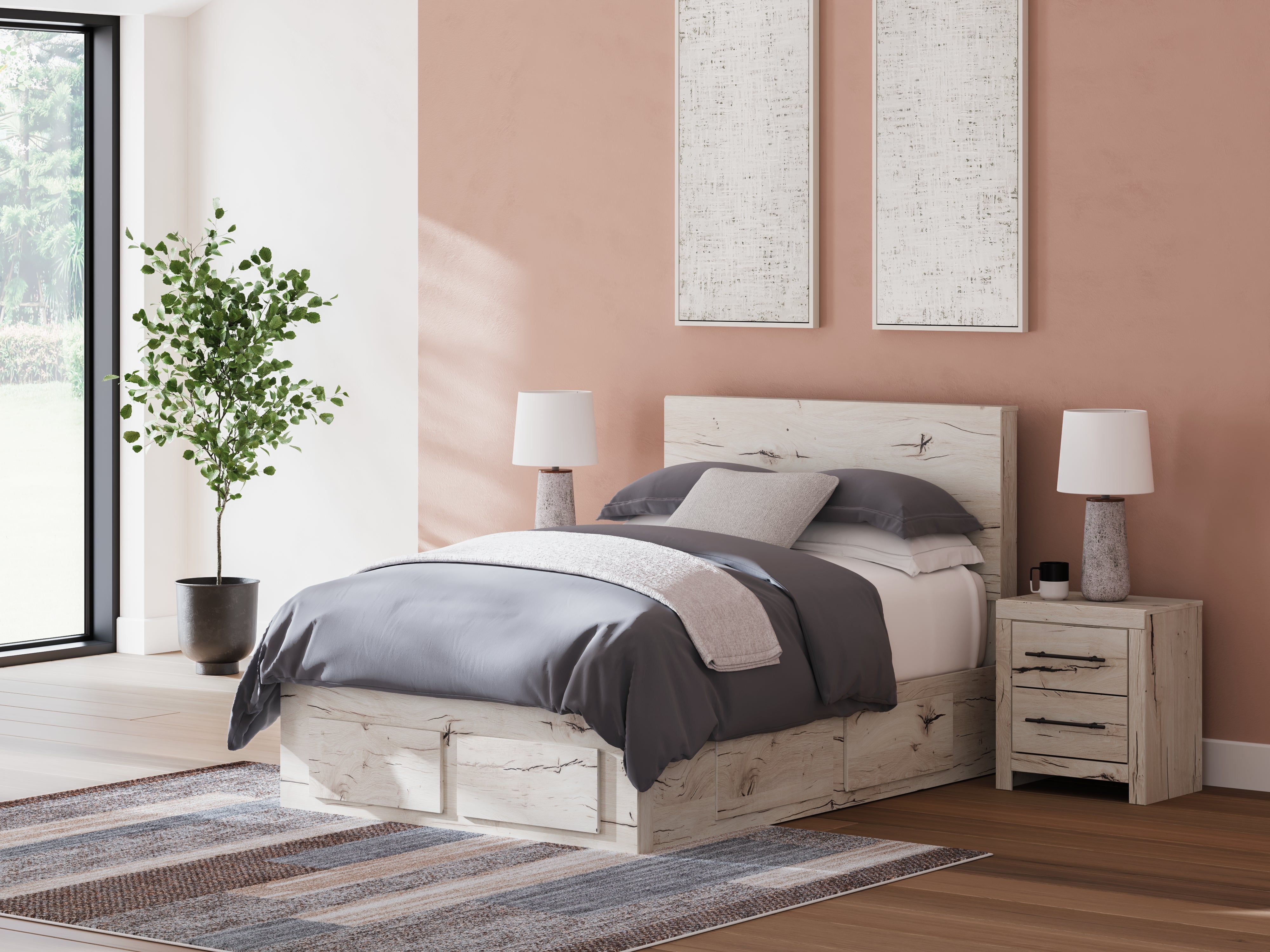 Elite Furniture Outlet - Ashley Furniture - Lawroy Bedroom - Full Panel Storage Bed / Light Natural - B2310B24