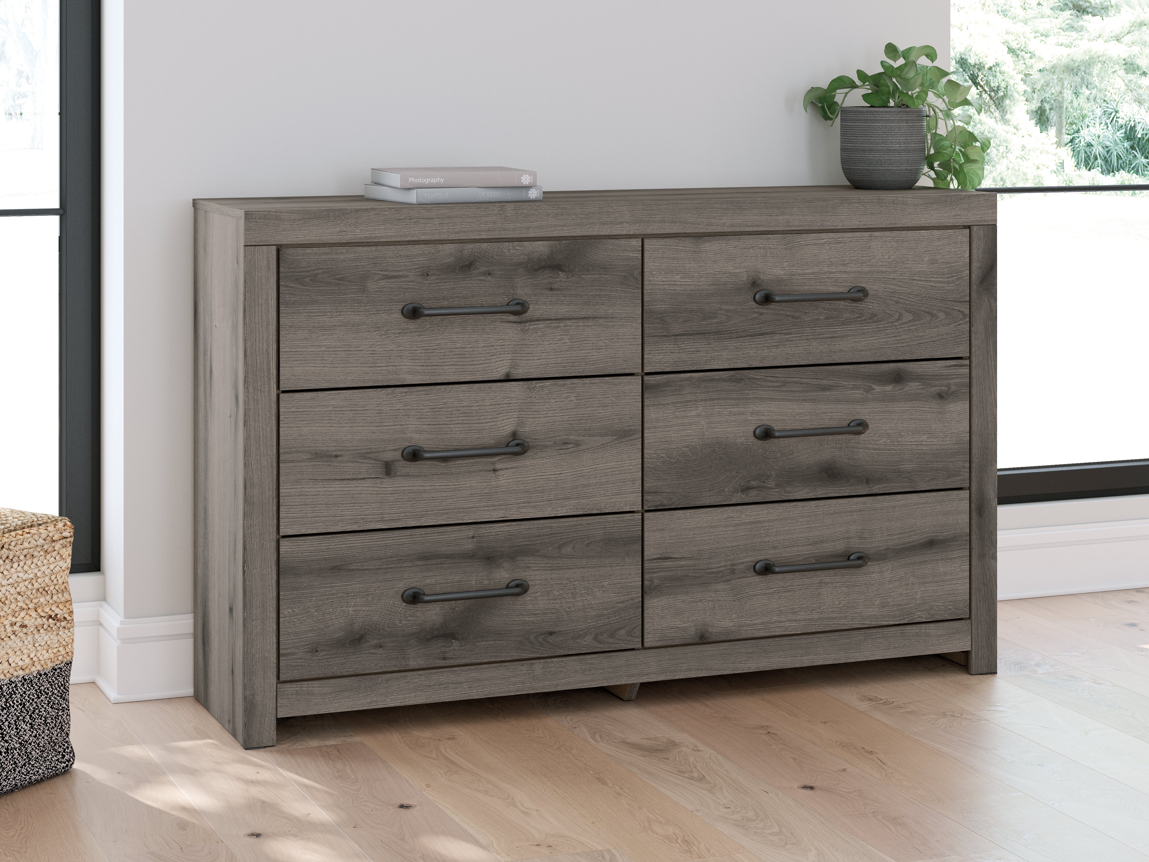 Elite Furniture Outlet - Ashley Furniture - Graystorm Bedroom - Six Drawer Dresser / Brown Gray - PCB2405-31
